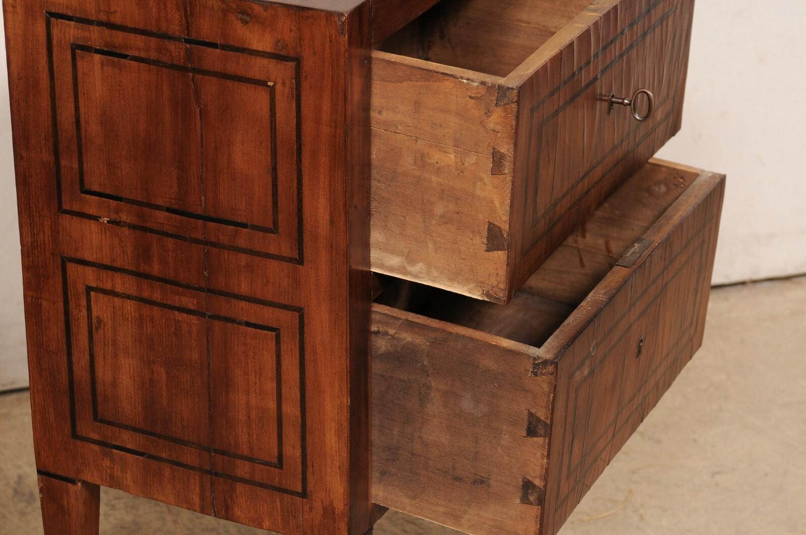 Italian Pair of Two-Drawer Side Chests w/Nice Inlay Banding, Early 19th C. For Sale 2