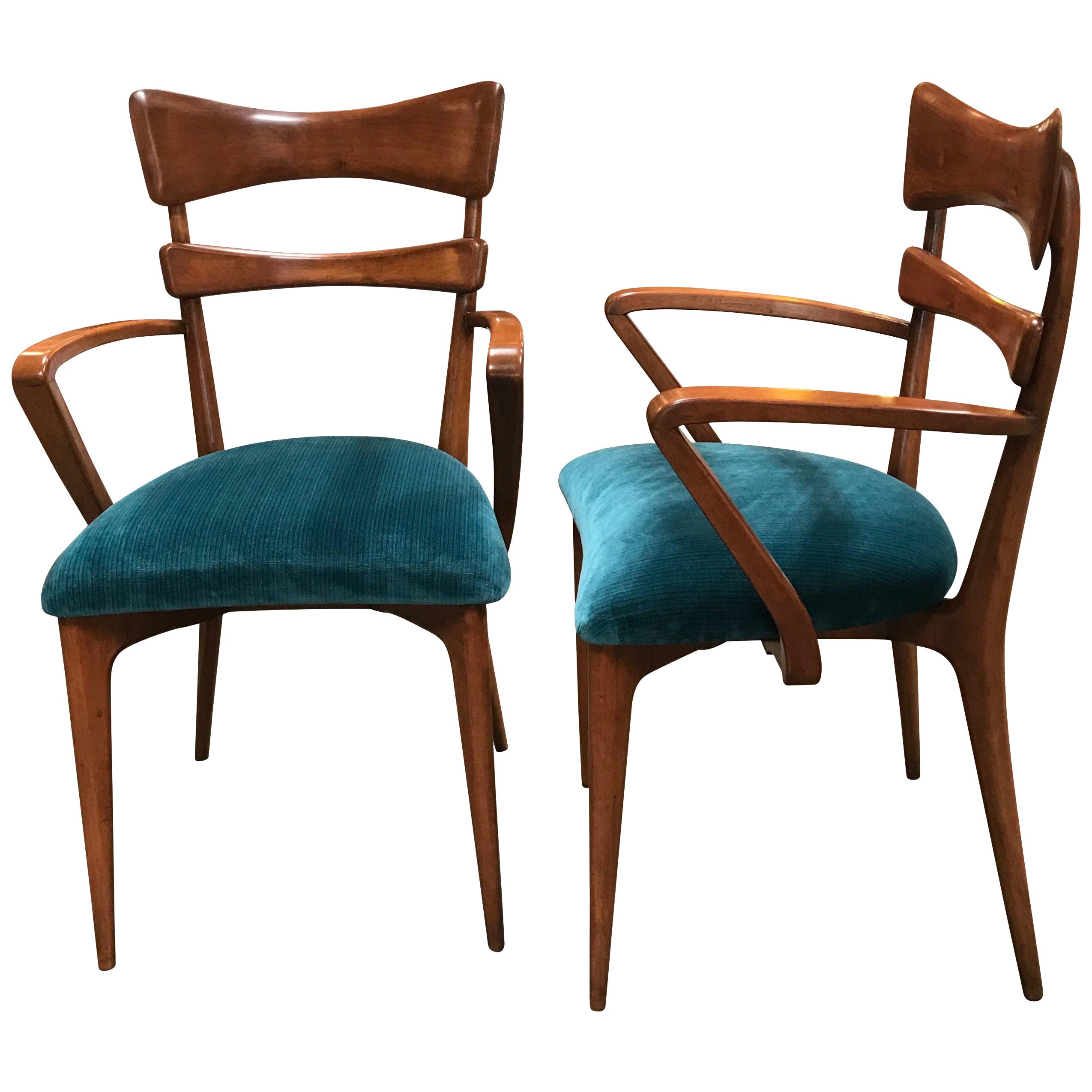 Italian Pair of Very Rare Attributed to Ico Parisi Armchairs, 1950s