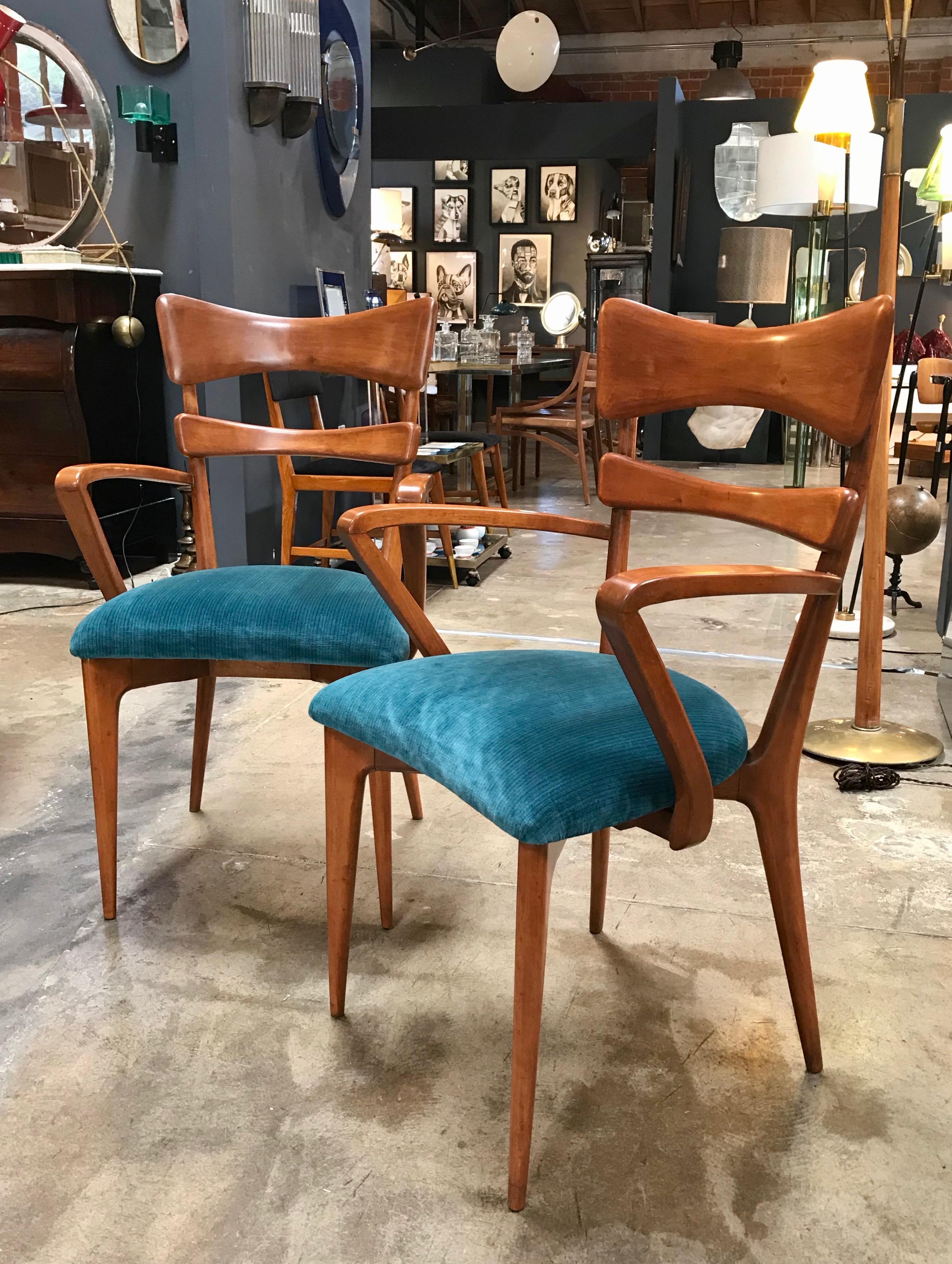 Mid-Century Modern Italian Pair of Very Rare Attributed to Ico Parisi Armchairs, 1950s