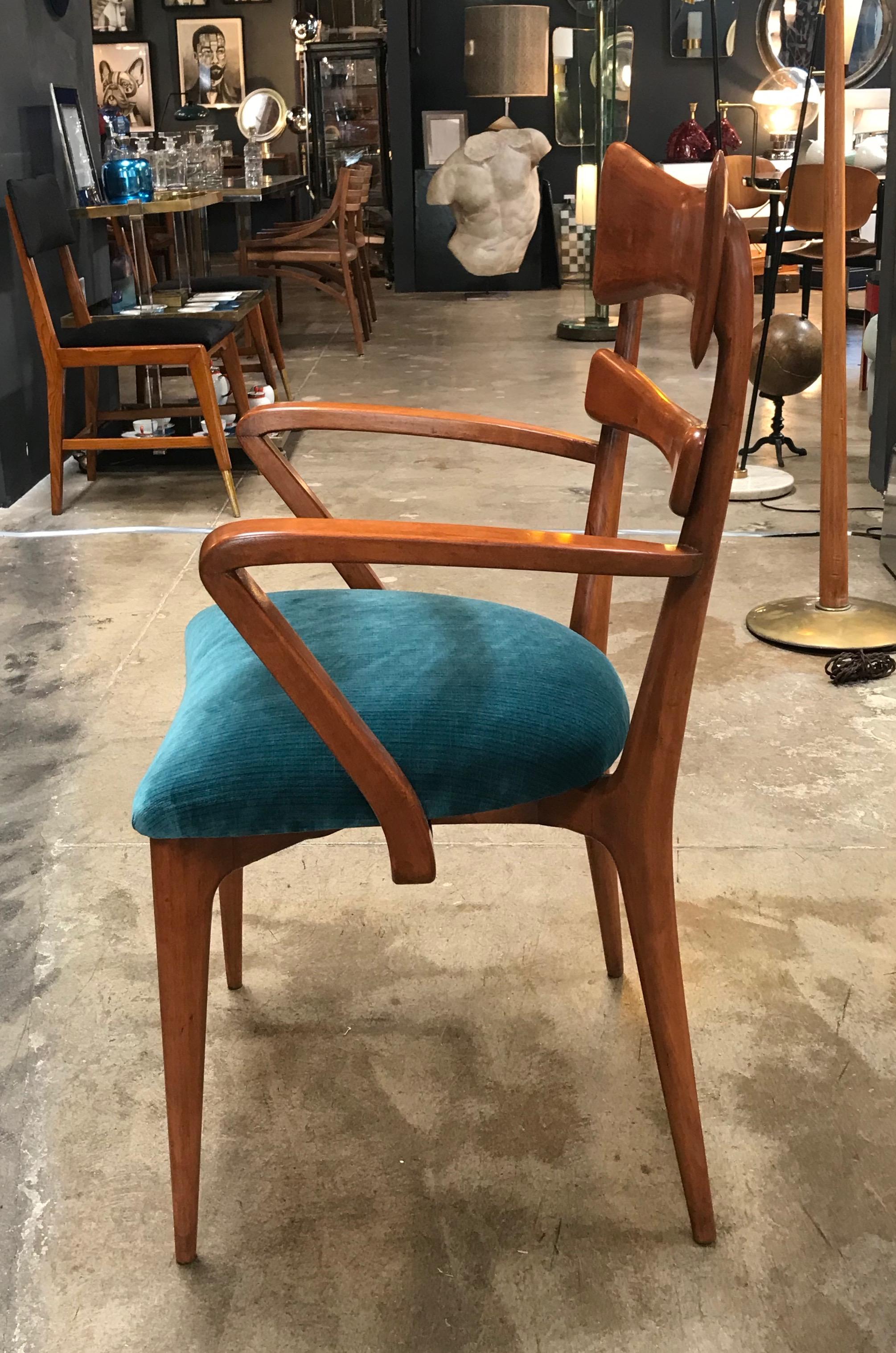 Italian Pair of Very Rare Attributed to Ico Parisi Armchairs, 1950s In Good Condition In Los Angeles, CA