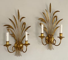 Paire d'appliques italiennes en forme de gerbe de blé