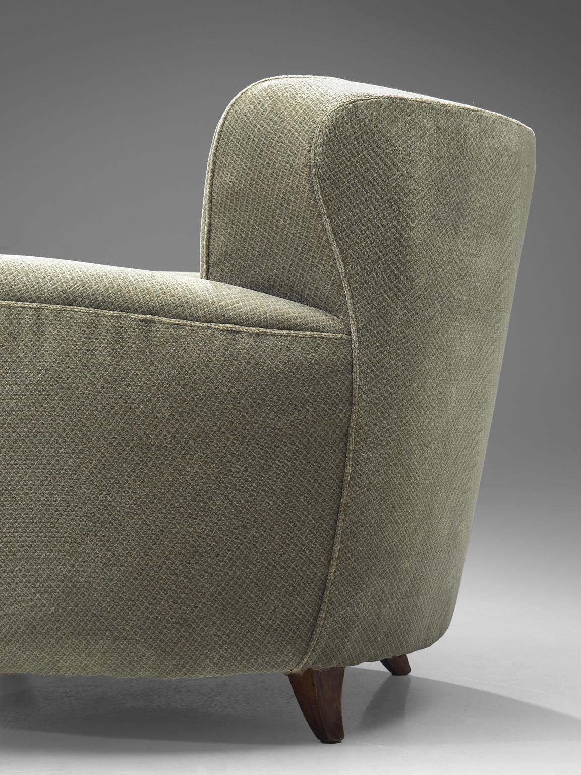 Italian Pair of Voluptuous Lounge Chairs in Green Velvet 2