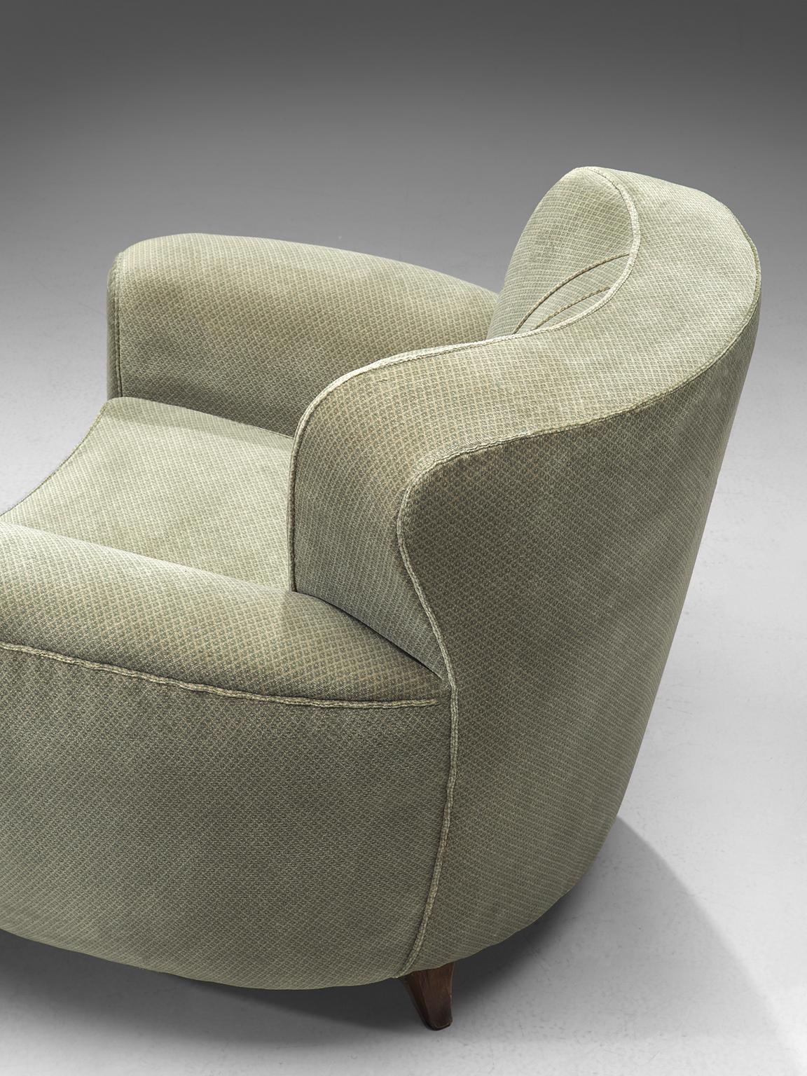 Italian Pair of Voluptuous Lounge Chairs in Green Velvet 3