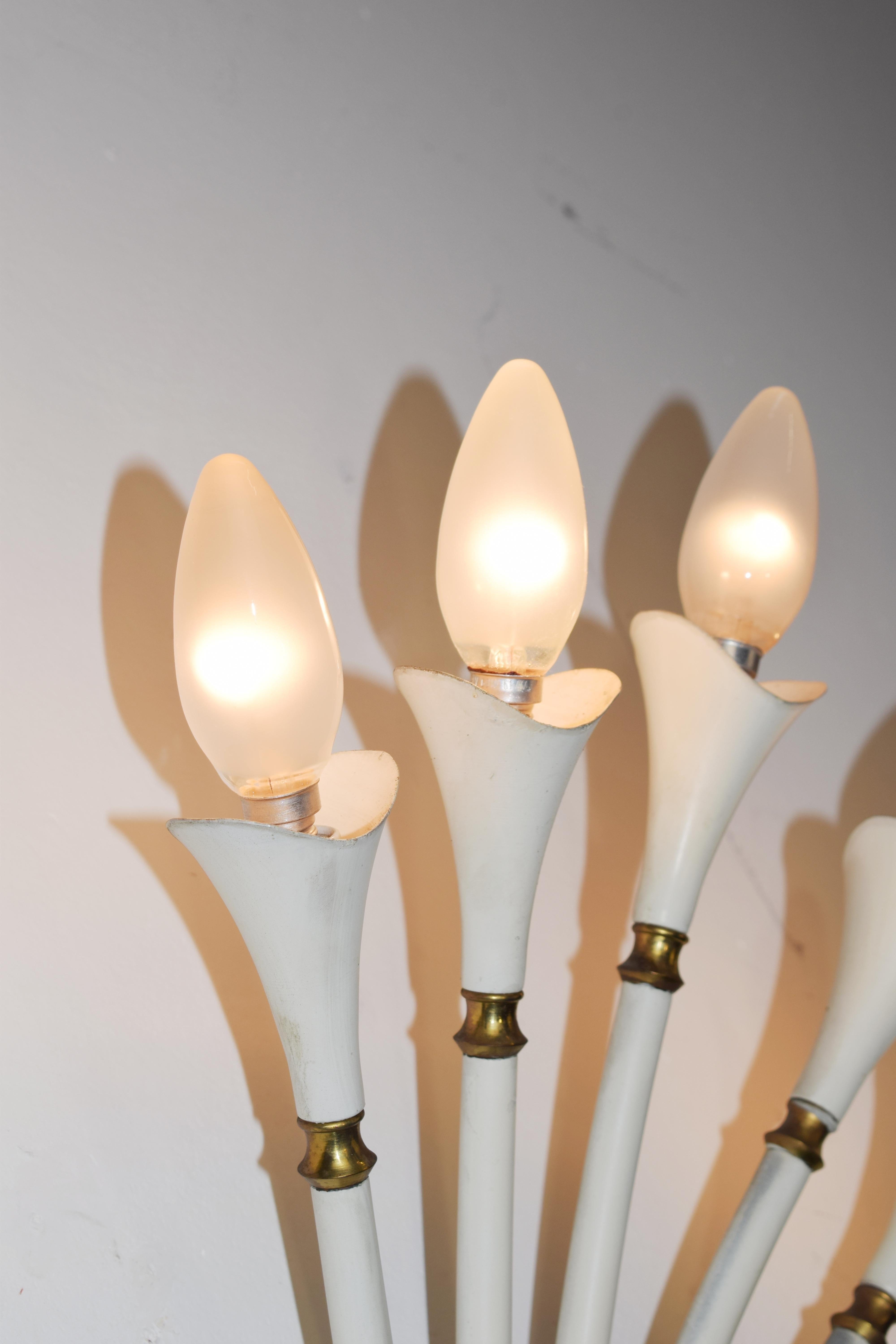 Italienisches Paar Wandlampen, Messing und Metall, 1950er Jahre im Angebot 3