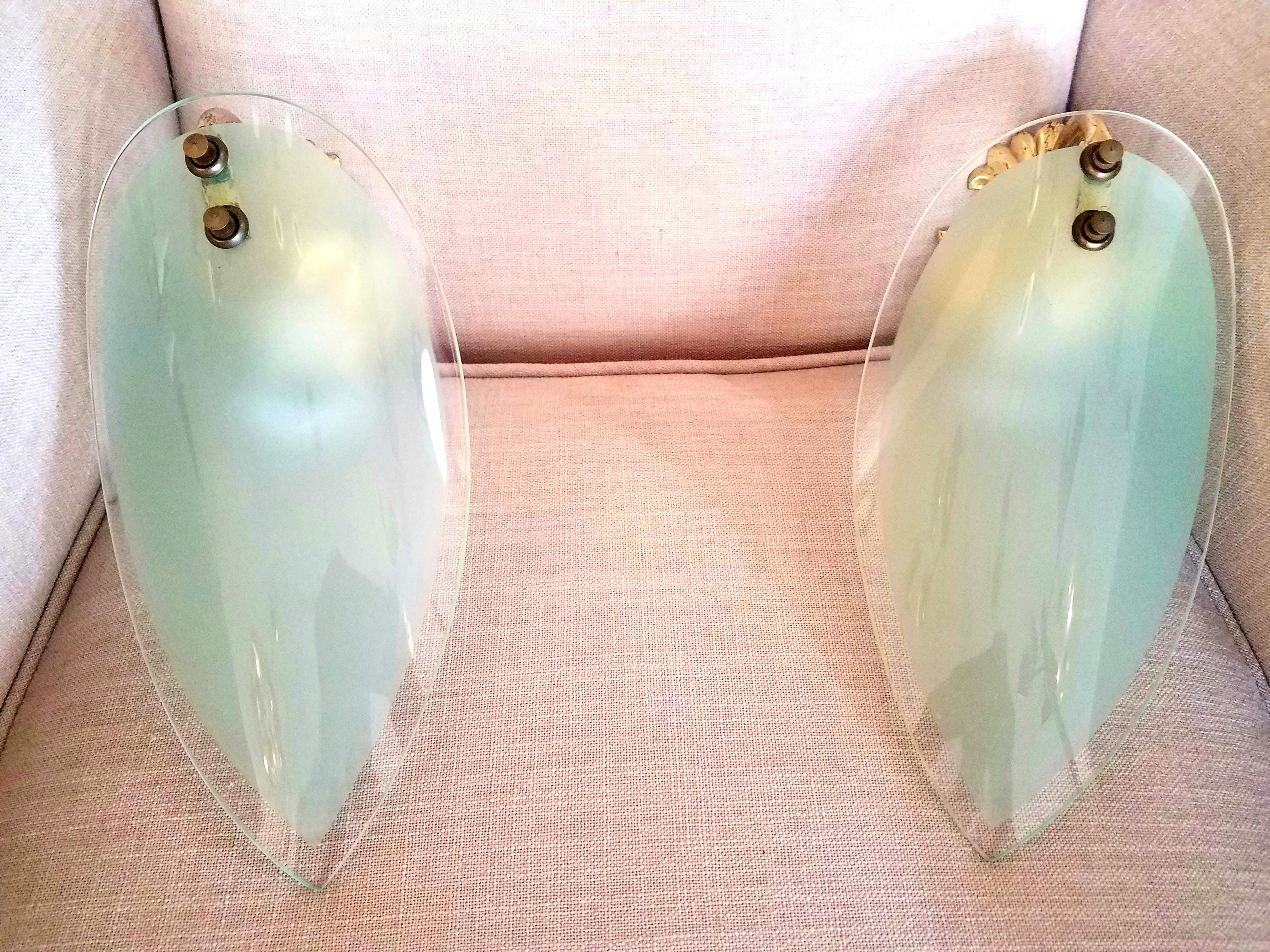  Italian Pair of Wall lights after Max Ingrand In Good Condition For Sale In Los Angeles, CA
