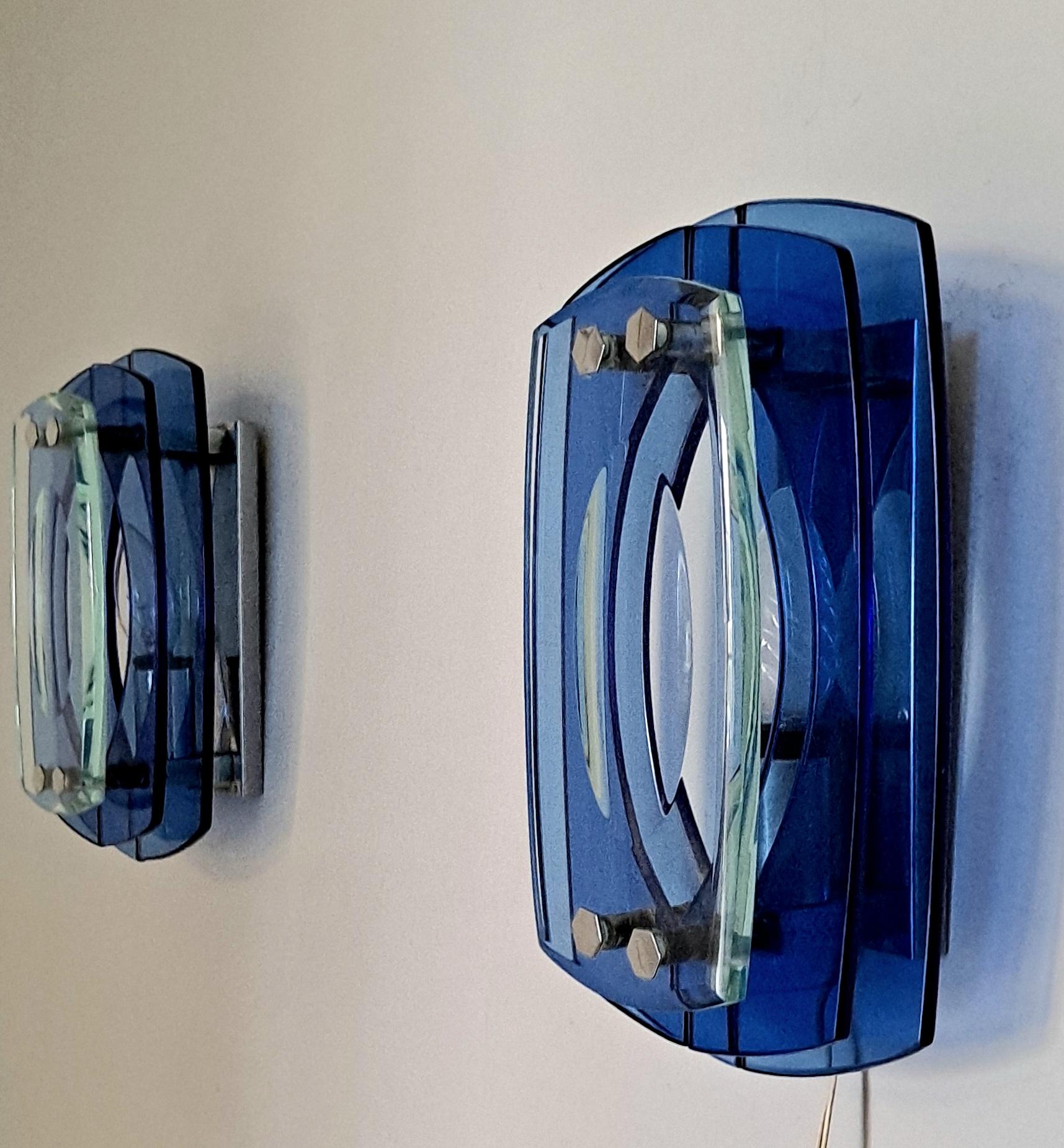 Glass  Italian Pair of  Wall Sconces Attributed to Maxingrand  for Fontana Arte  For Sale