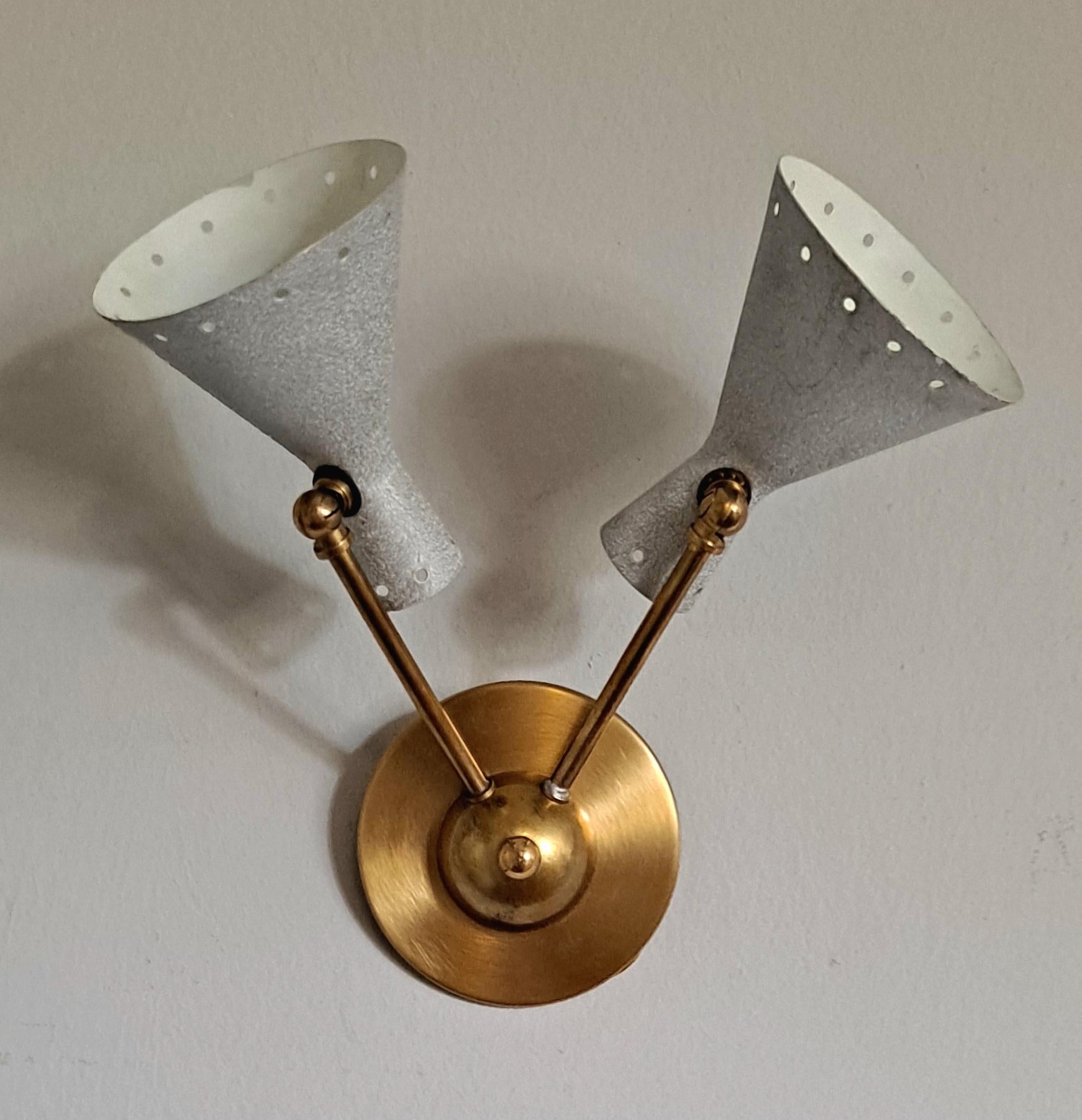 Italian Pair of Wall Sconces  Attributed to Stilnovo  In Good Condition For Sale In Los Angeles, CA