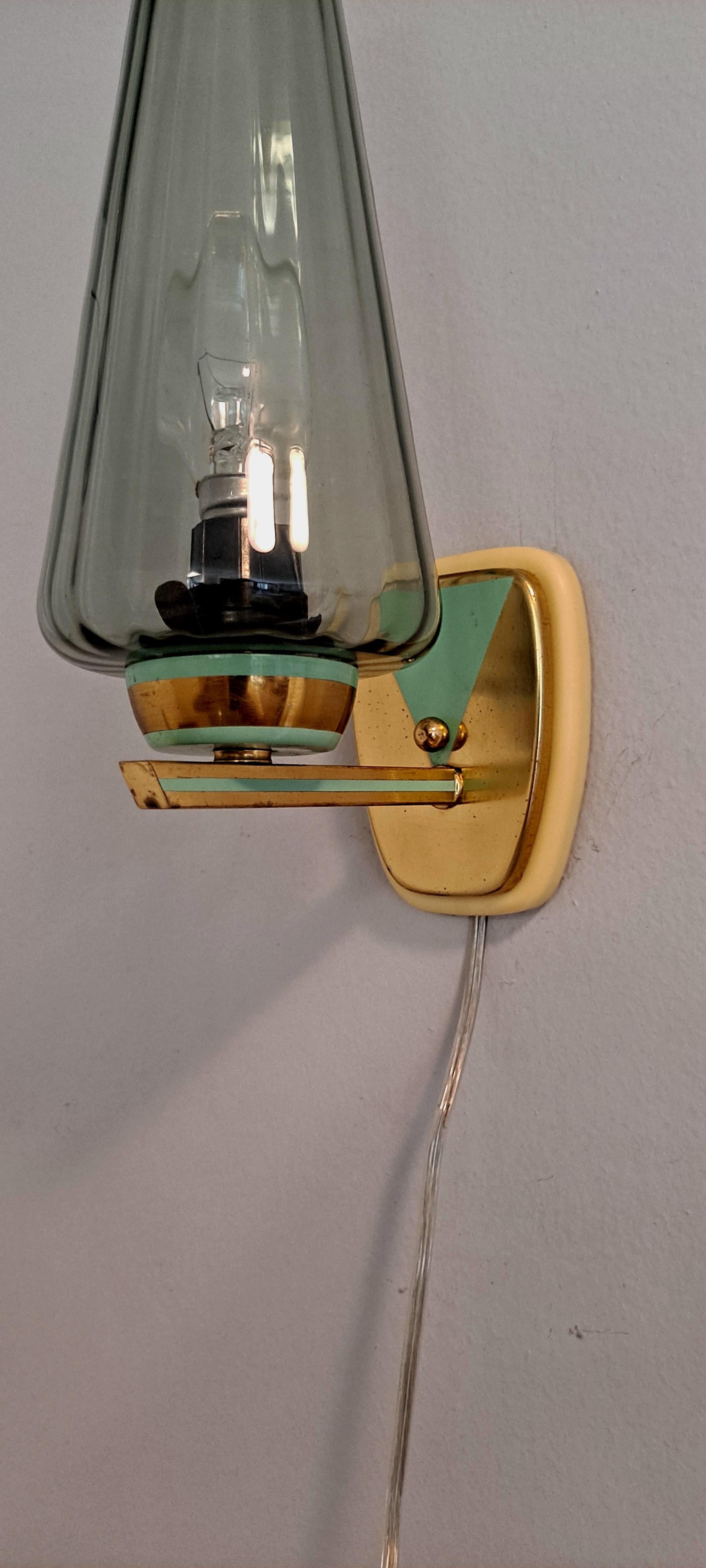 Brass Italian Pair of Wall Sconces  For Sale