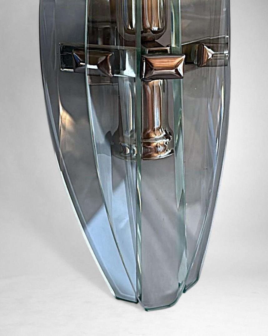 Italian Pair Of Wall Sconces Space Age Style Metal And Tempered Crystal For Sale 10