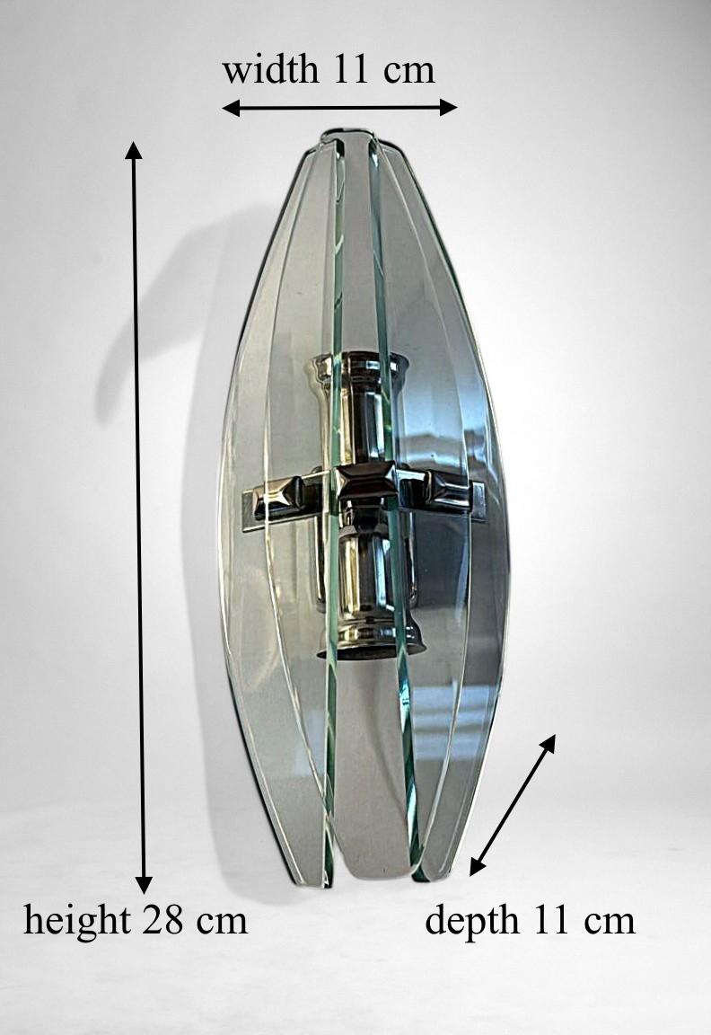 Italian Pair Of Wall Sconces Space Age Style Metal And Tempered Crystal For Sale 13