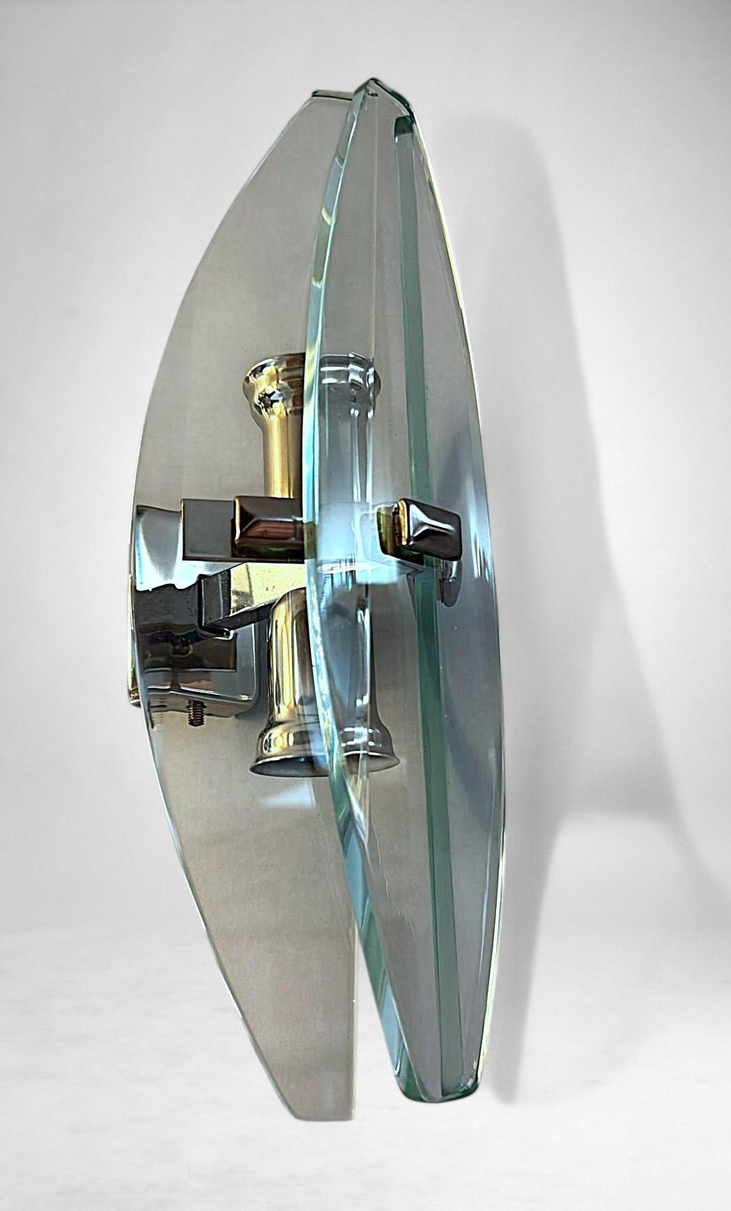 Italian Pair Of Wall Sconces Space Age Style Metal And Tempered Crystal For Sale 3