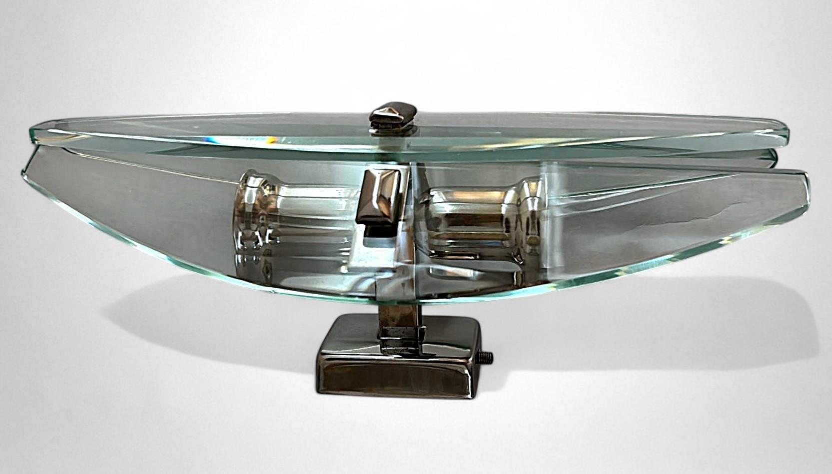 Italian Pair Of Wall Sconces Space Age Style Metal And Tempered Crystal For Sale 4