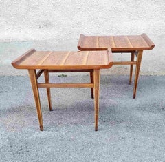 Italian Pair of Wooden Side Tables or Bedside Nightstands, Italy 60s