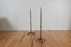 Italian Baroque Style Pair of Wrought Iron Torcheres, Mid-19th Century