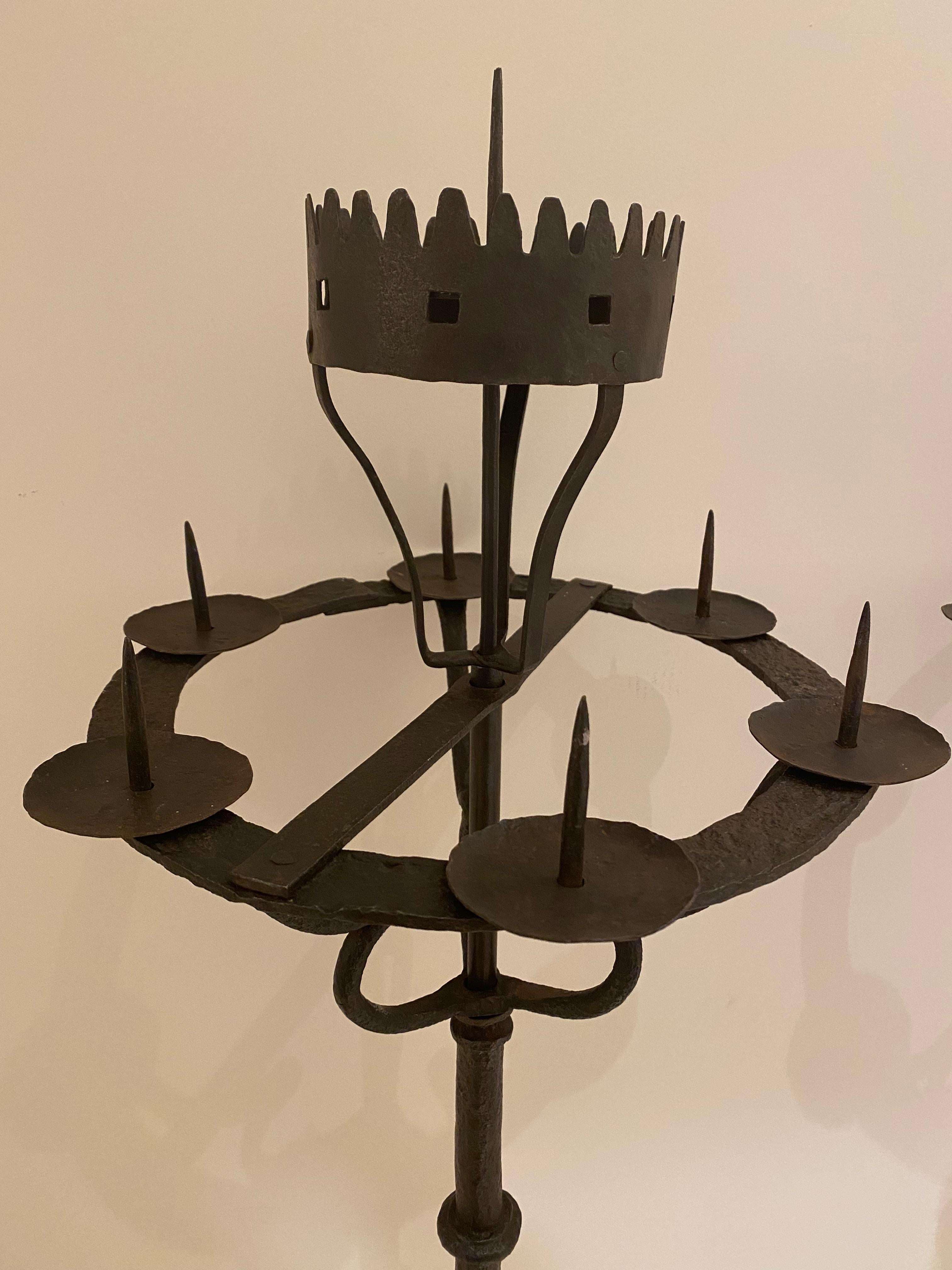Italian Pair of Wrought Iron Torchieres, Central Italy Late 18th Century 1
