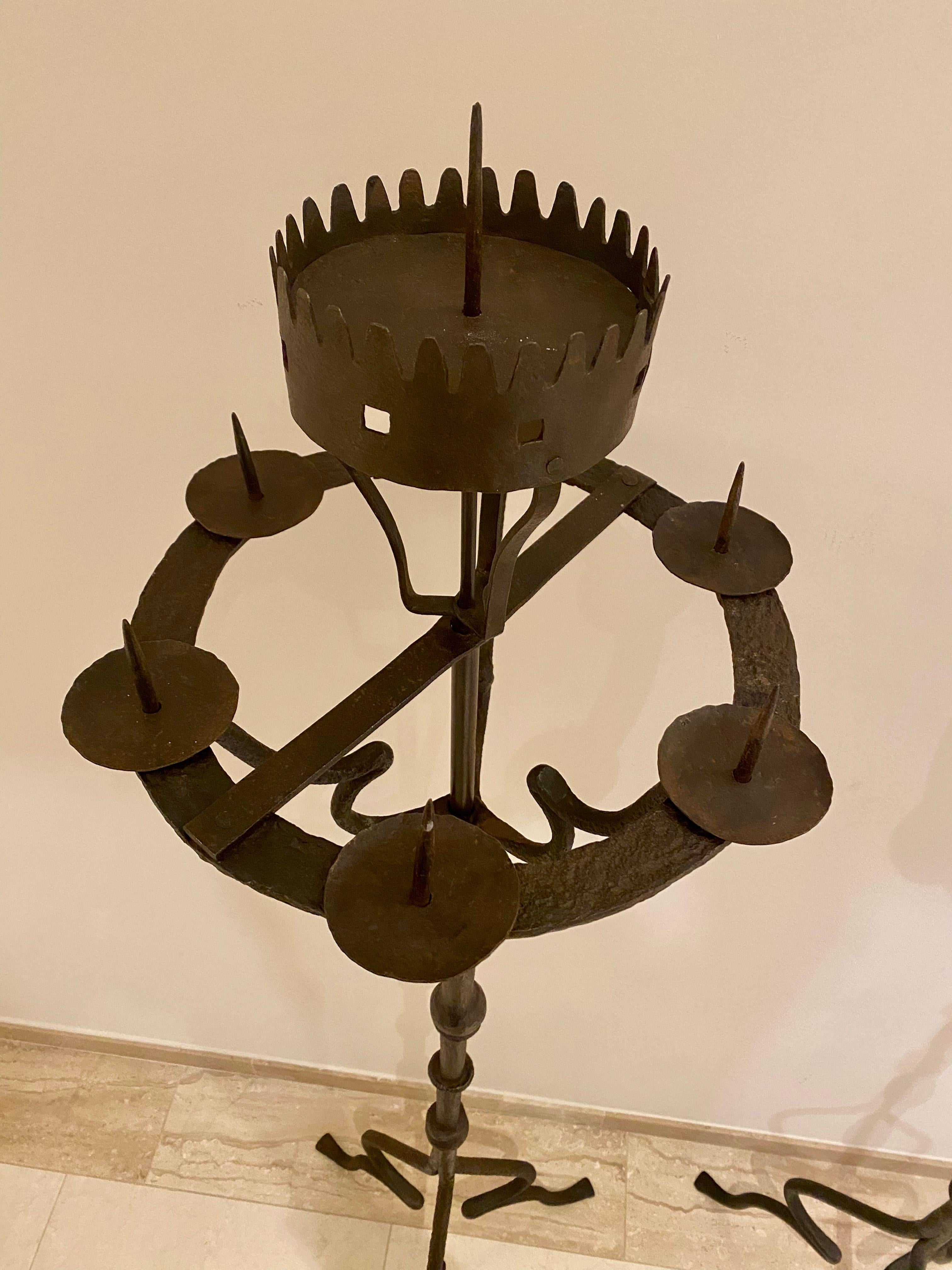 Italian Pair of Wrought Iron Torchieres, Central Italy Late 18th Century 3