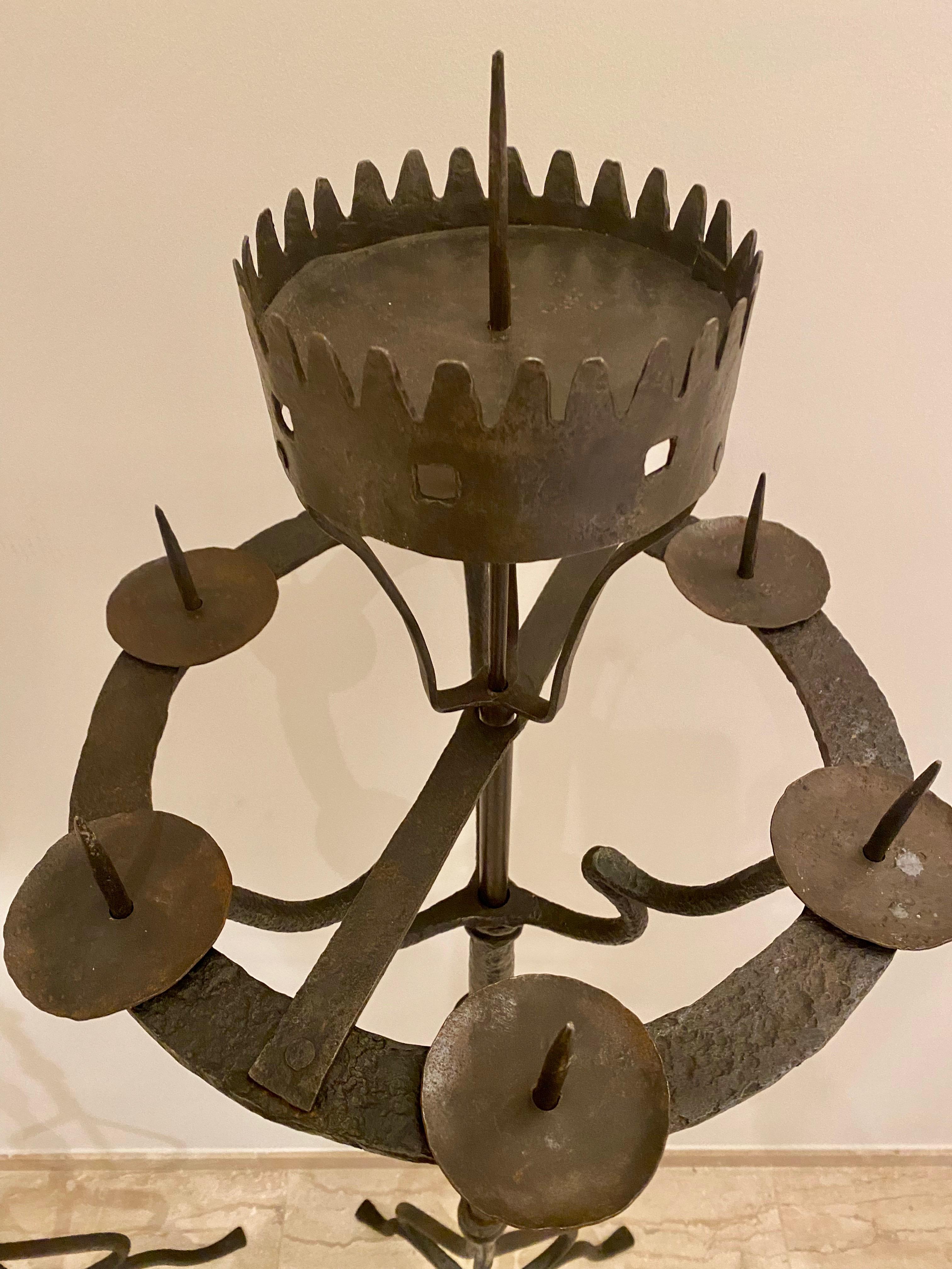 Italian Pair of Wrought Iron Torchieres, Central Italy Late 18th Century 4