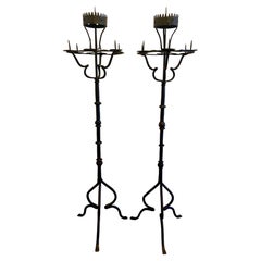 Italian Pair of Wrought Iron Torchieres, Central Italy Late 18th Century