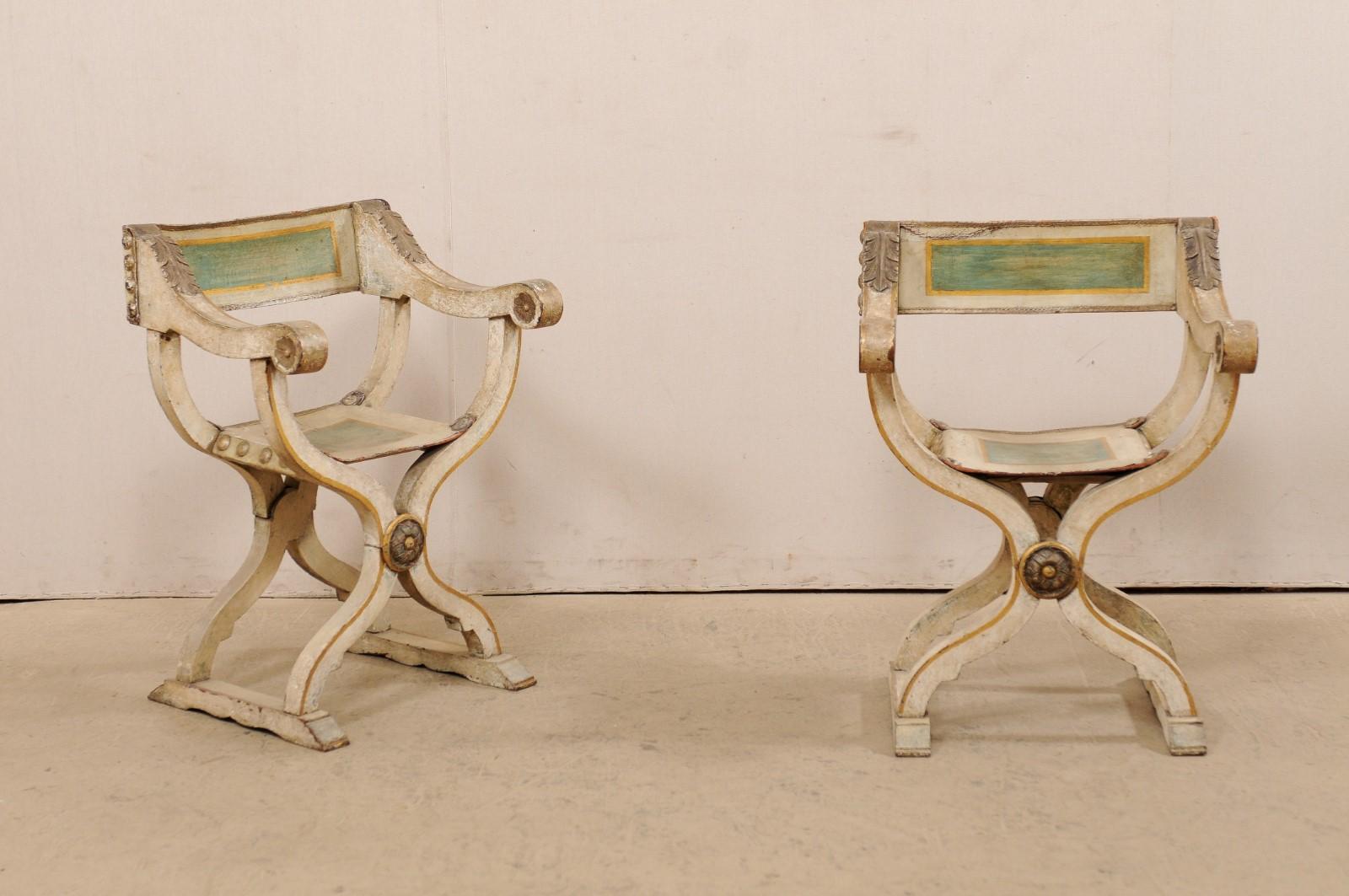 A pair of Italian painted wood 