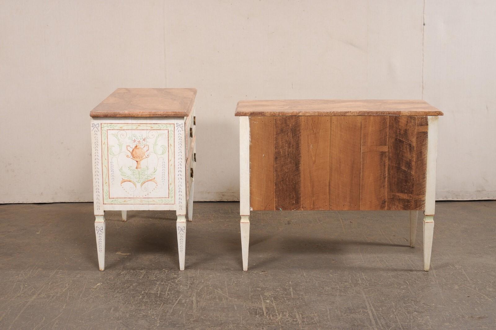 Italian Pair Vintage Cassetteire w/a Neoclassical Inspired Urn Motif Painted For Sale 6