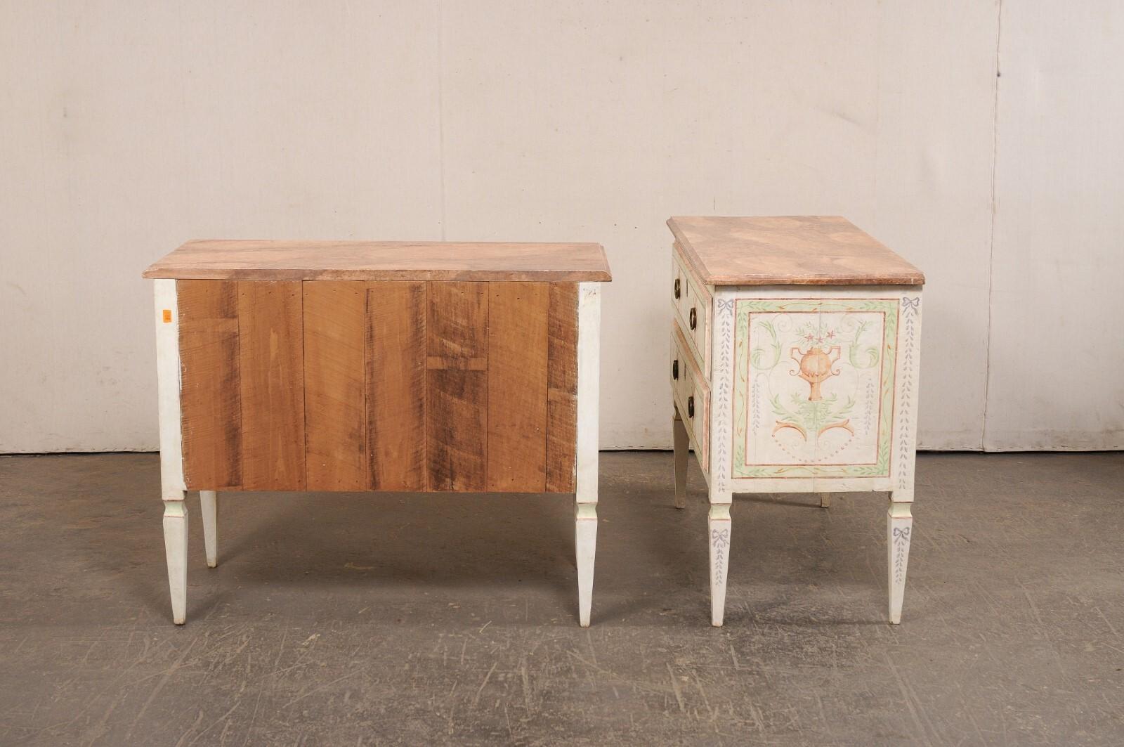 Italian Pair Vintage Cassetteire w/a Neoclassical Inspired Urn Motif Painted For Sale 7