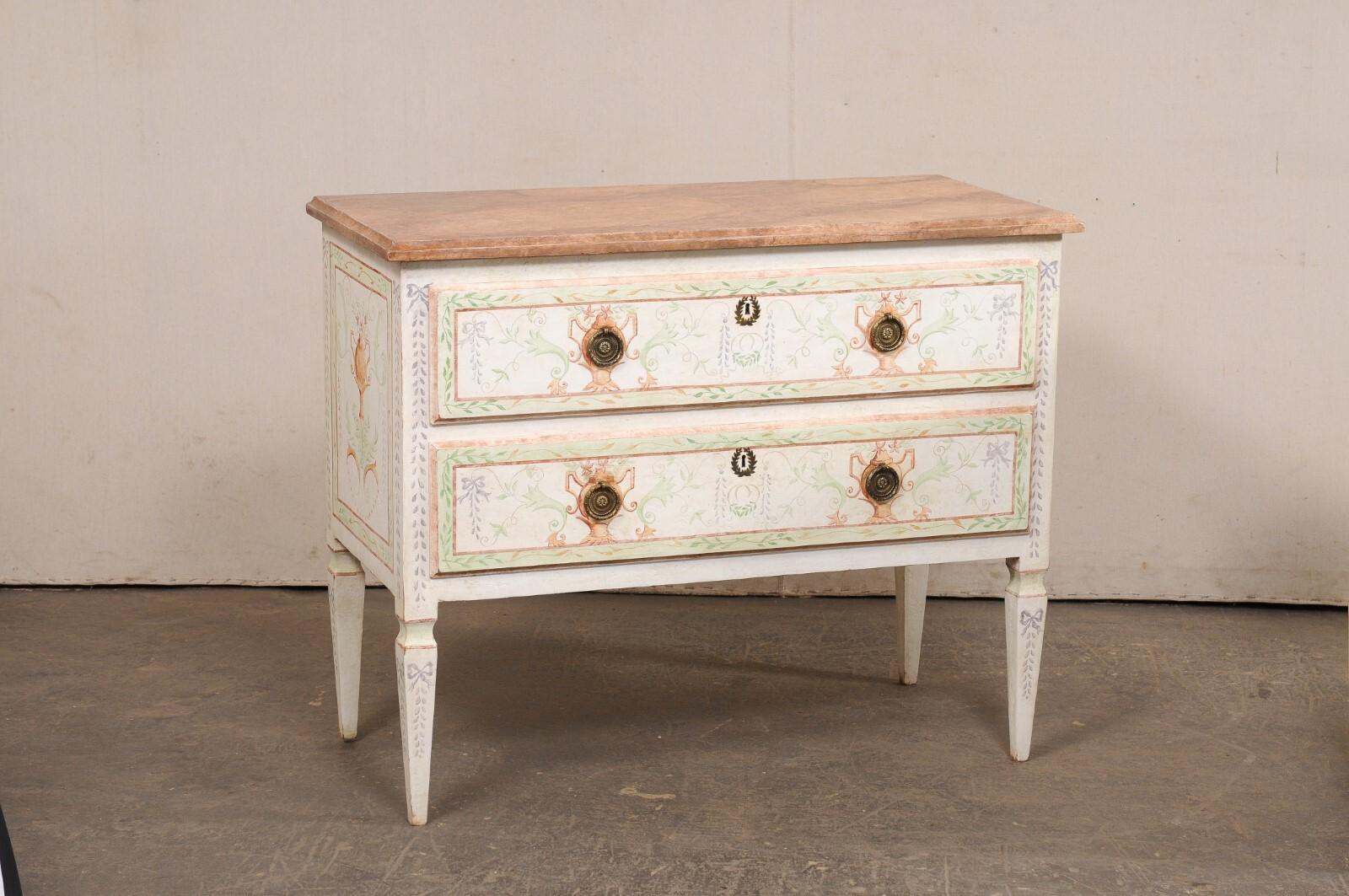 Italian Pair Vintage Cassetteire w/a Neoclassical Inspired Urn Motif Painted In Good Condition For Sale In Atlanta, GA