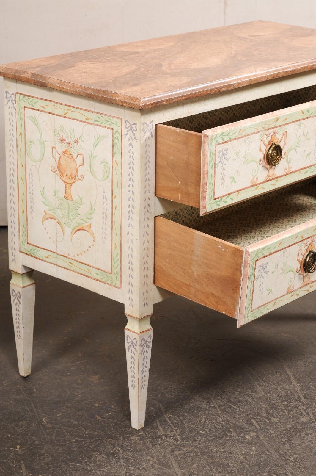 Italian Pair Vintage Cassetteire w/a Neoclassical Inspired Urn Motif Painted For Sale 1