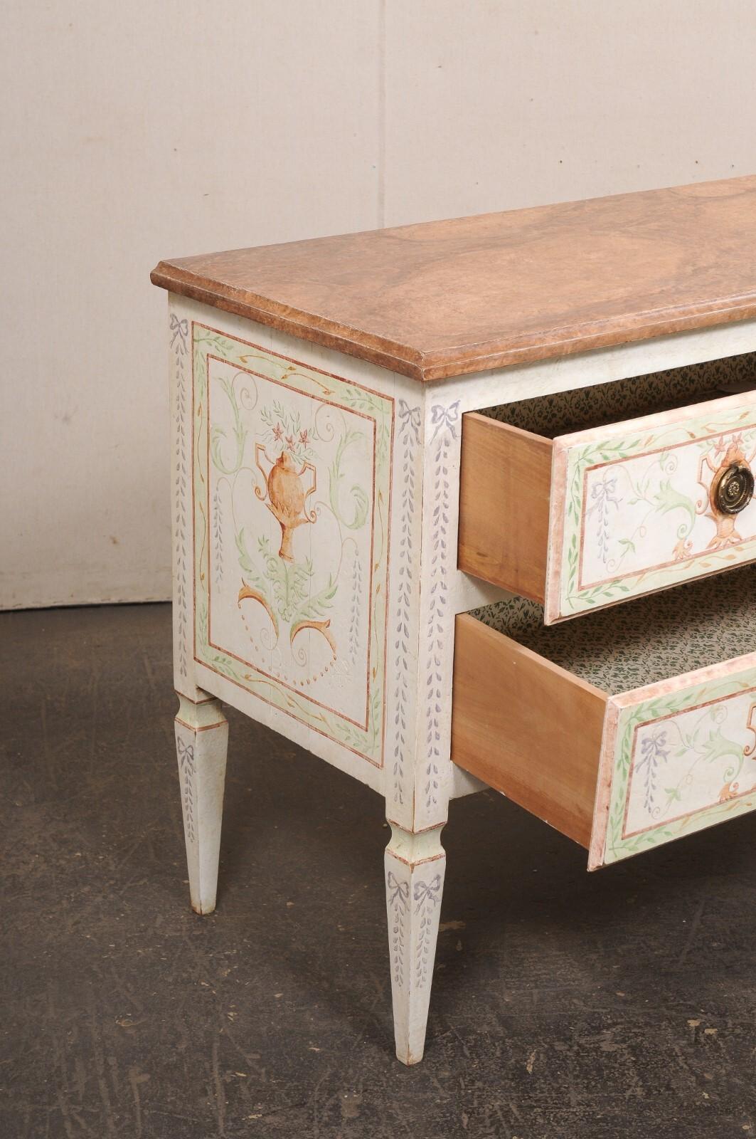Italian Pair Vintage Cassetteire w/a Neoclassical Inspired Urn Motif Painted For Sale 2
