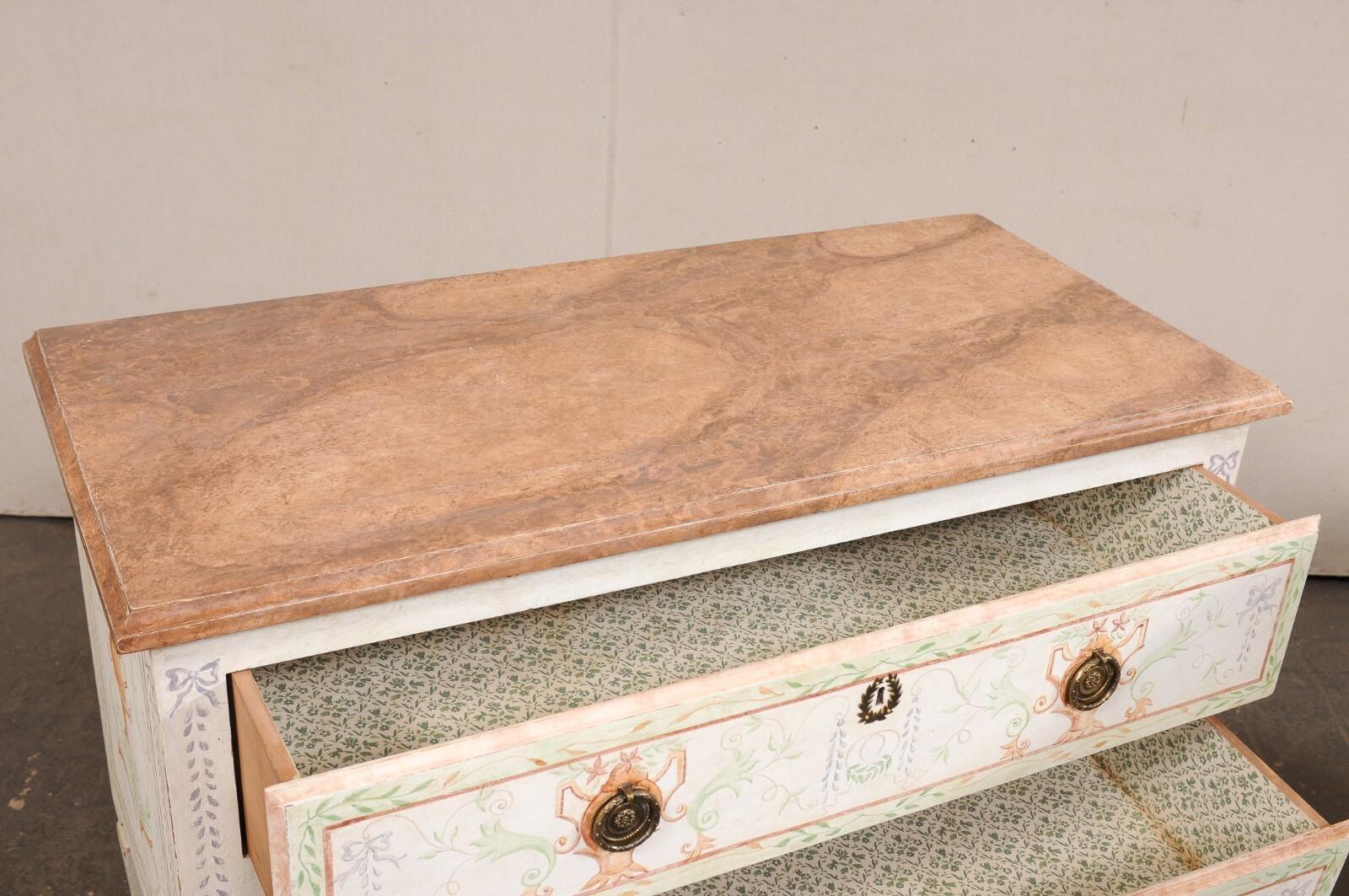 Italian Pair Vintage Cassetteire w/a Neoclassical Inspired Urn Motif Painted For Sale 3