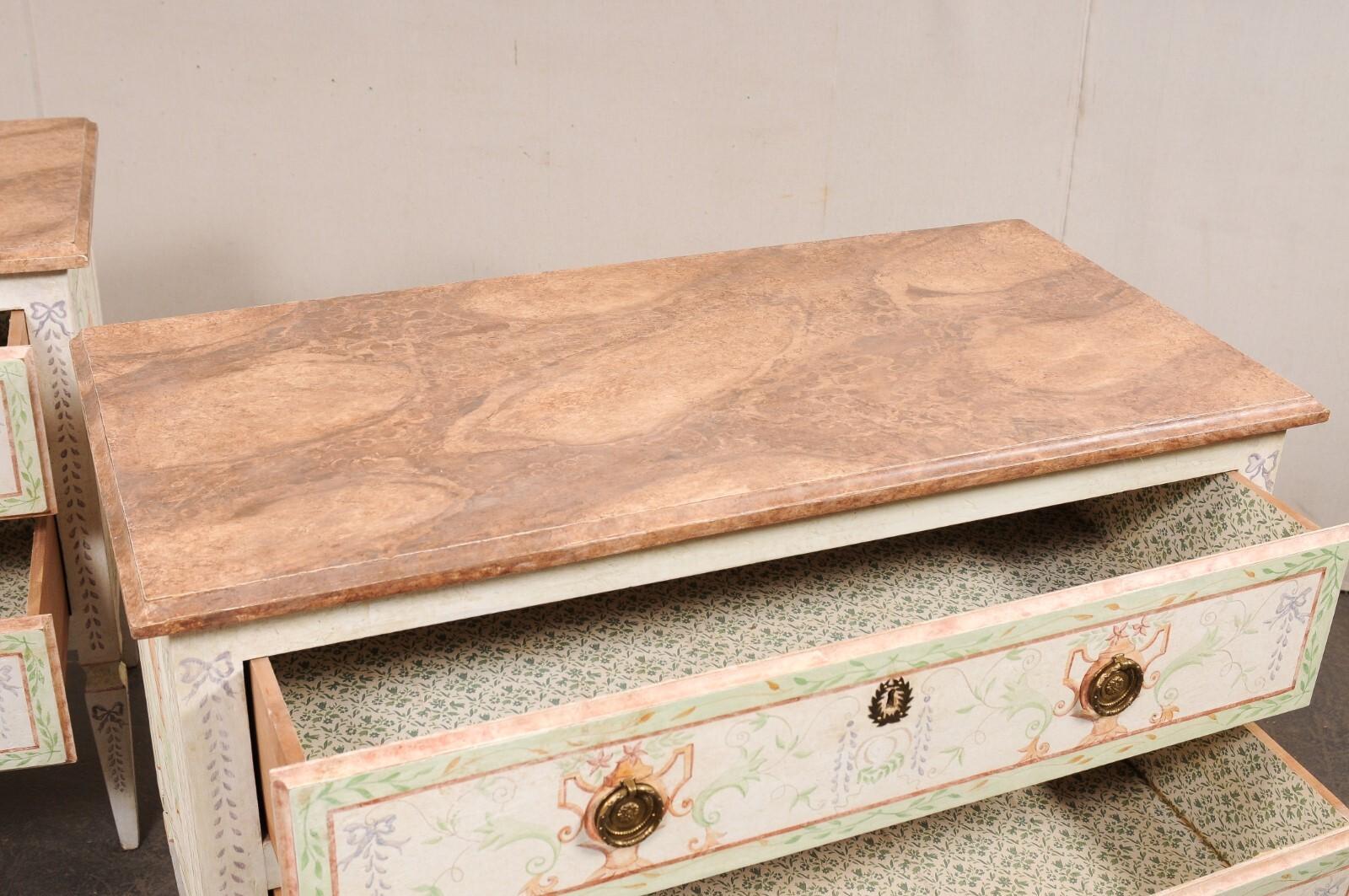 Italian Pair Vintage Cassetteire w/a Neoclassical Inspired Urn Motif Painted For Sale 4