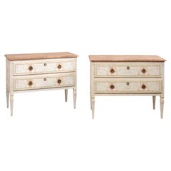 Italian Pair Vintage Cassetteire w/a Neoclassical Inspired Urn Motif Painted