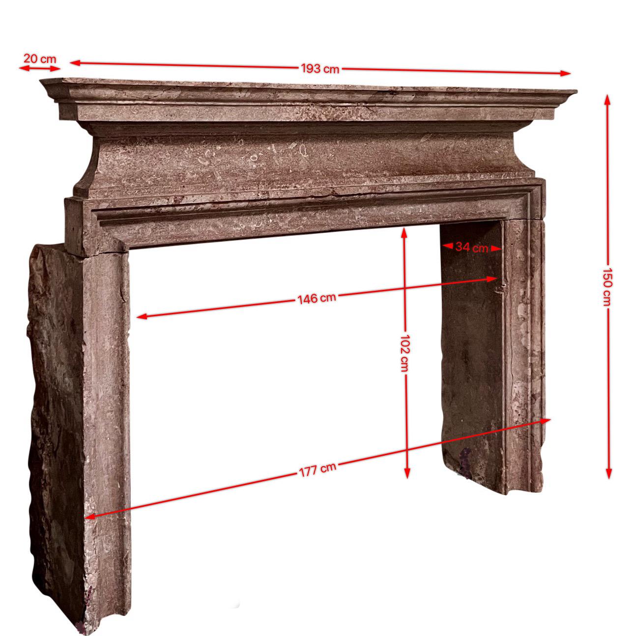 Artempo Italian palazzo fireplace surround.
Exquisite original wear for exceptional authentic interior design project.
16th century period and one of a kind castle element.
This fireplace surround is an added value to any grand interior.
A real
