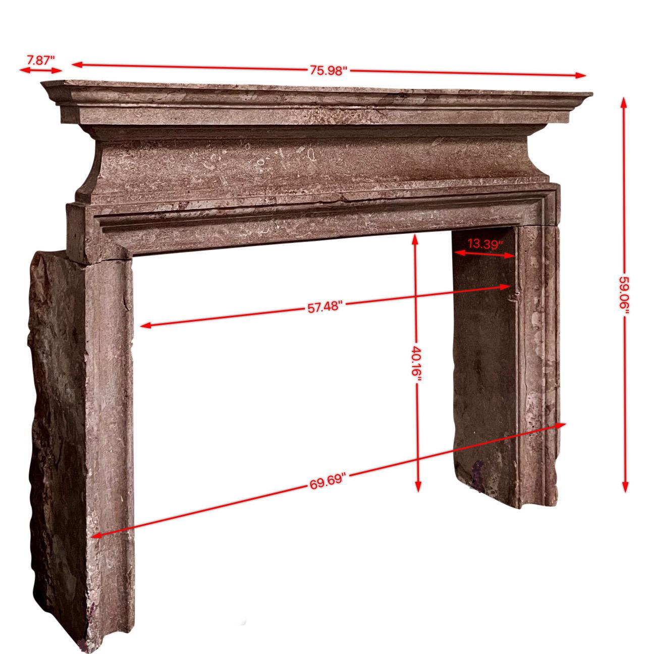 Renaissance Italian Palazzo Artempo 15-16th century Stone Fireplace For High-End Decor For Sale