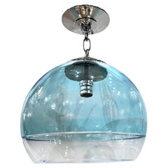 Vintage Italian Pale Blue glass light fixture