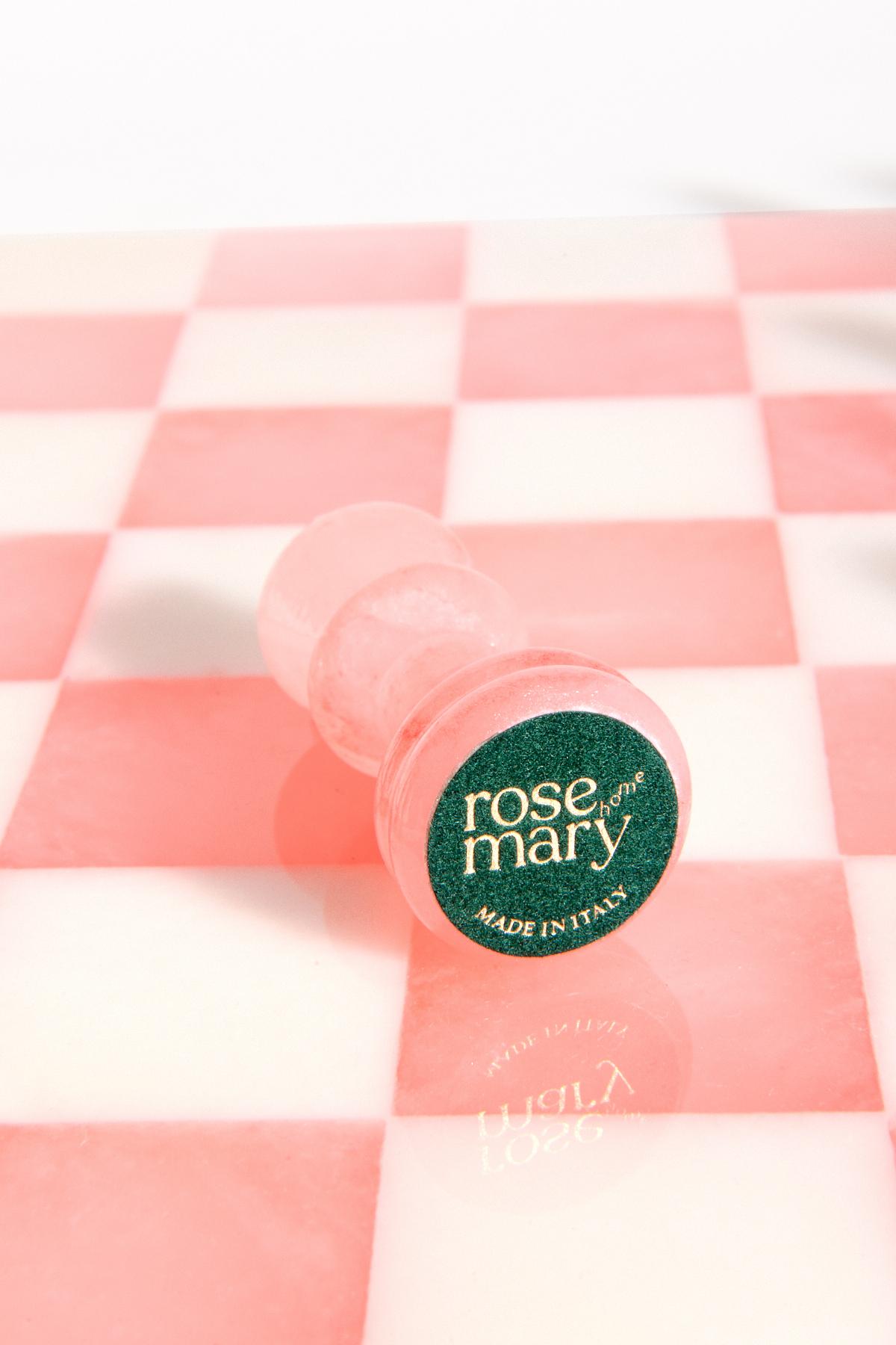 Albâtre Grand jeu d'échecs italien en albâtre rose pâle/blanc en vente