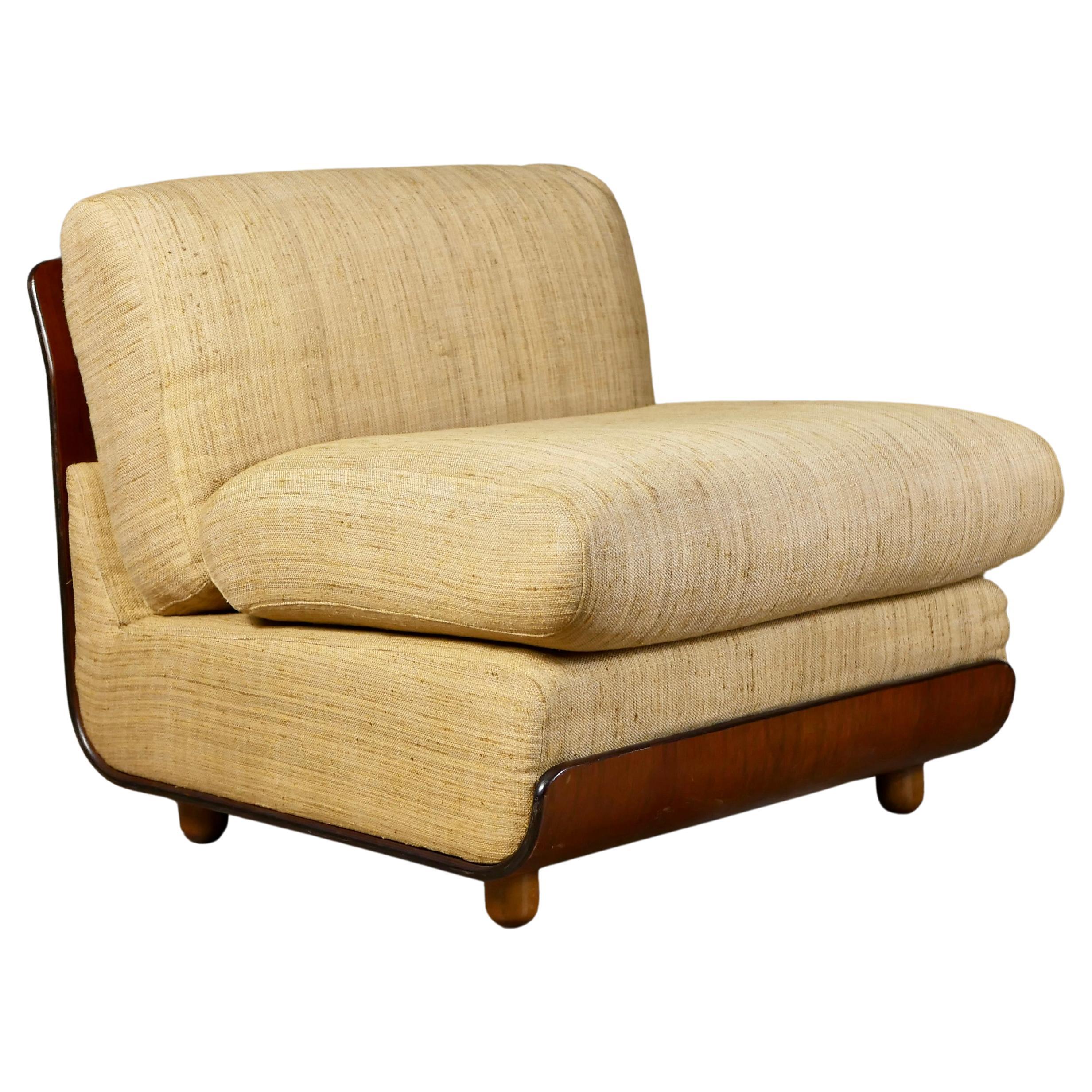 Italian pale yellow armchair in the style of Mario Bellini, 1970s