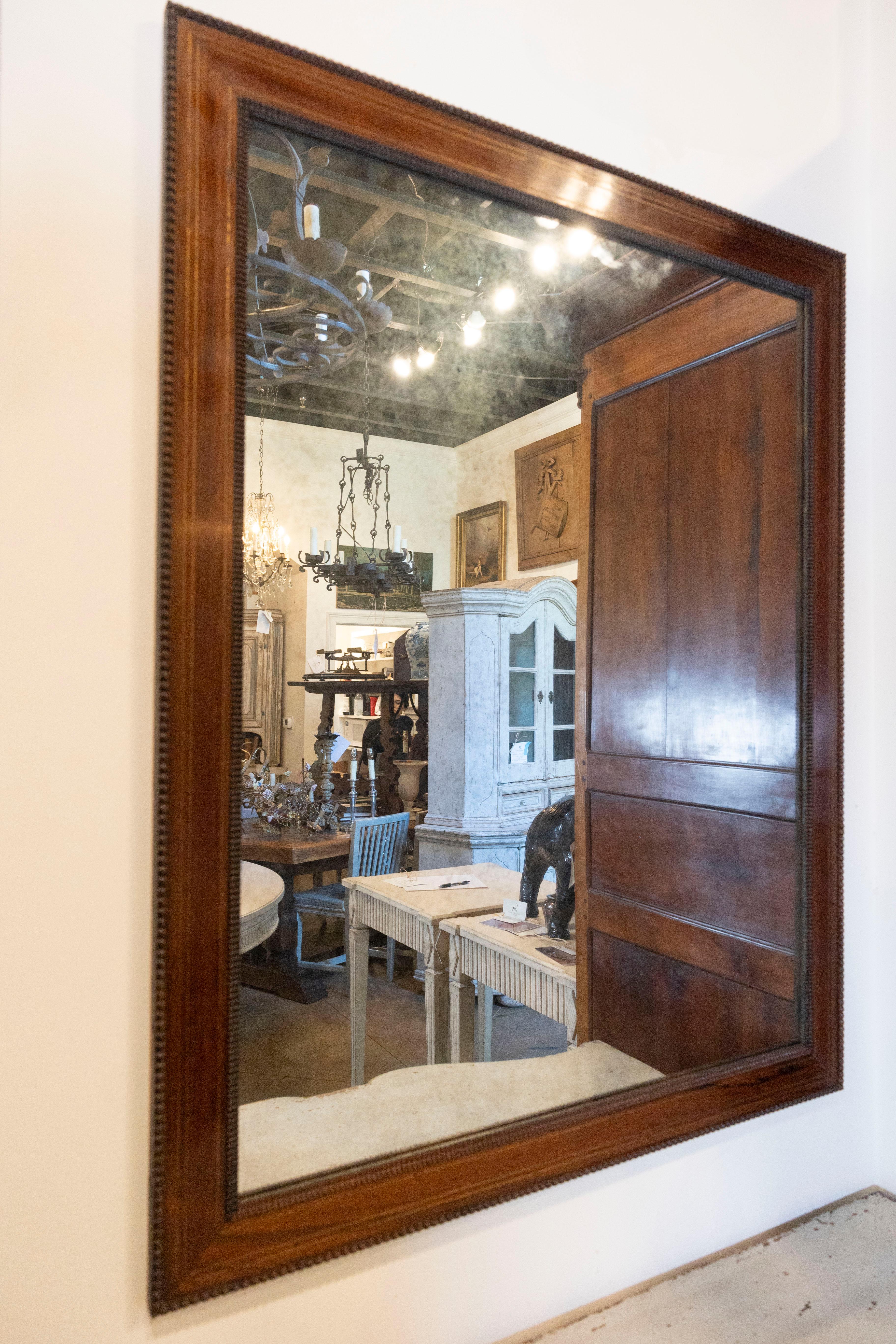 Italian Palisander Mirror with Carved Frames from the 20th Century For Sale 1