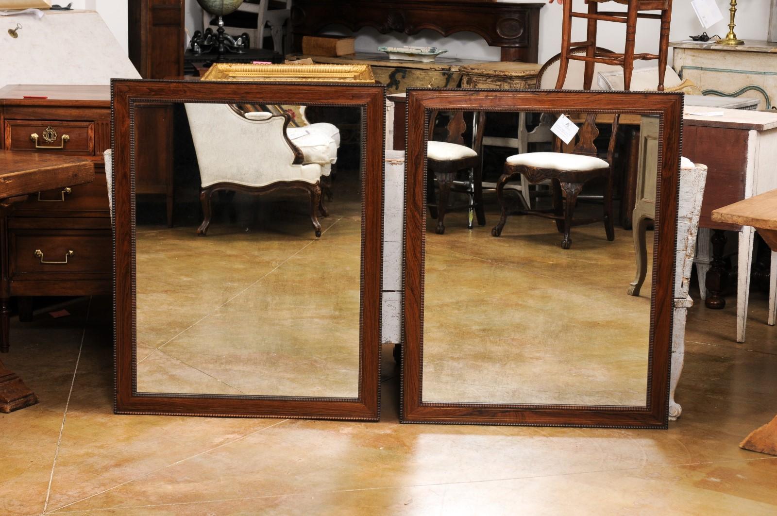 Italian Palisander Mirrors with Carved Frames from the 20th Century, Sold Each In Good Condition For Sale In Atlanta, GA