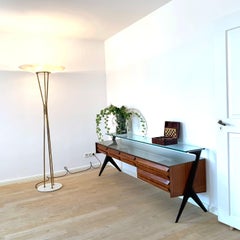 Italian Palisander Satined Glass Sideboard, Manufactured by Dassi Lissone, 1953