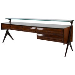 Italian Palisander Satined Glass Sideboard, Manufactured by Dassi Lissone, 1953