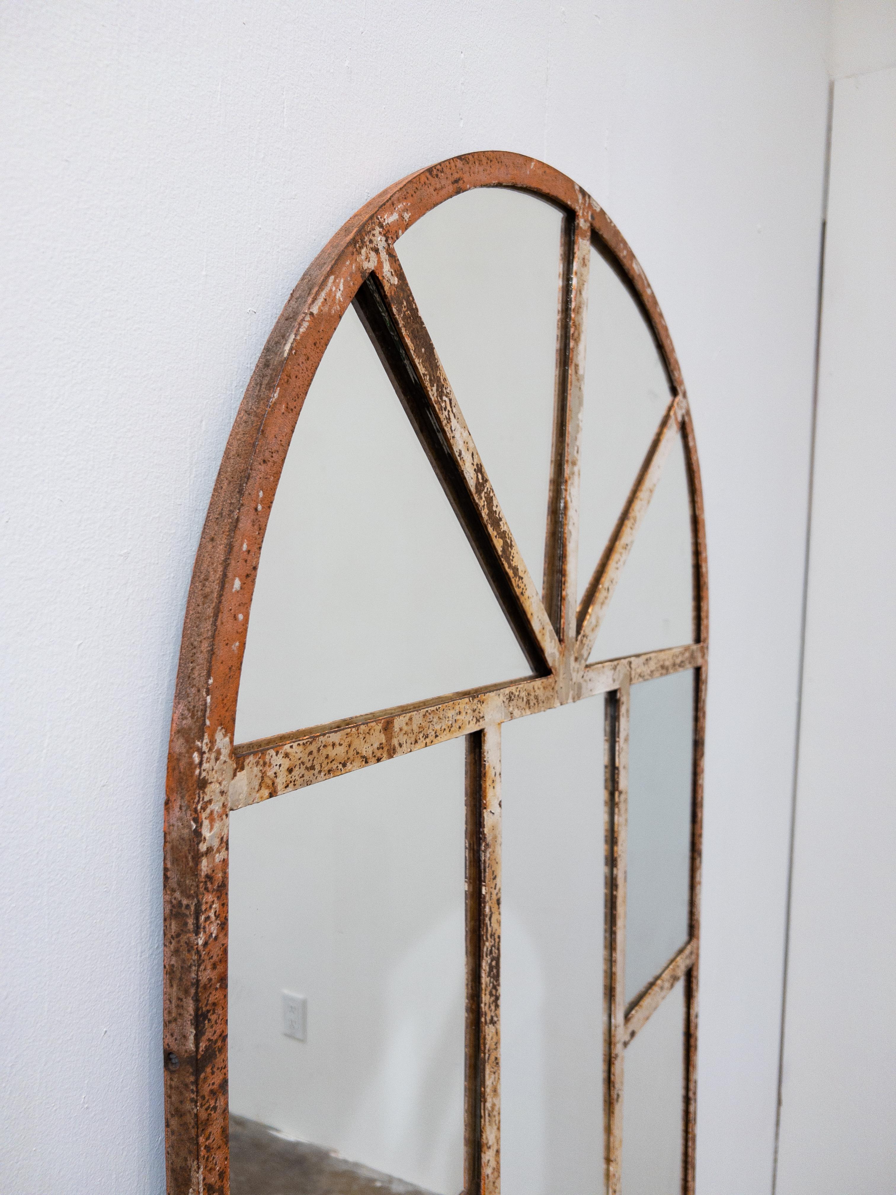 Italian Palladian Shaped Iron Framed Mirror In Good Condition For Sale In Houston, TX