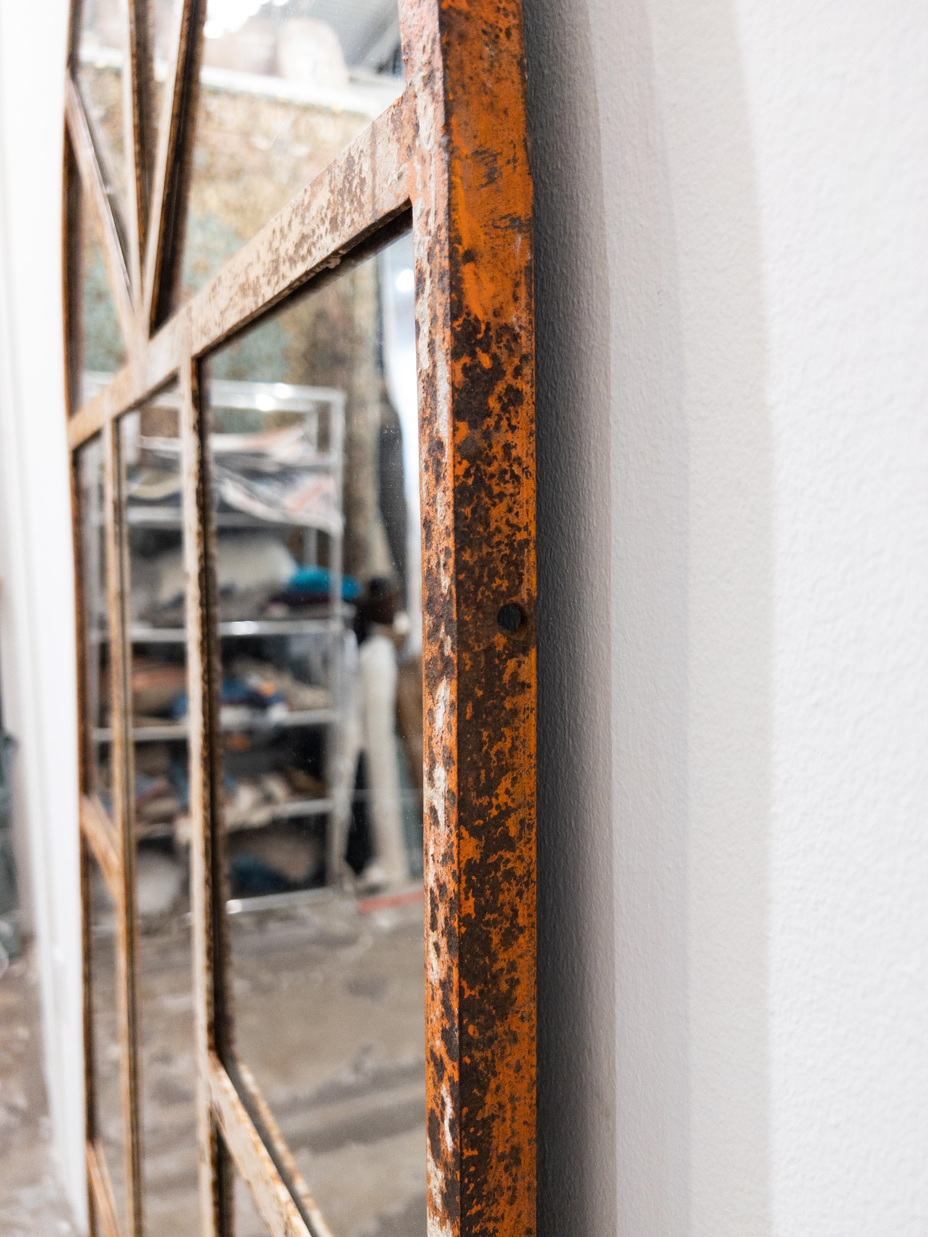 Italian Palladian Shaped Iron Framed Mirror For Sale 3