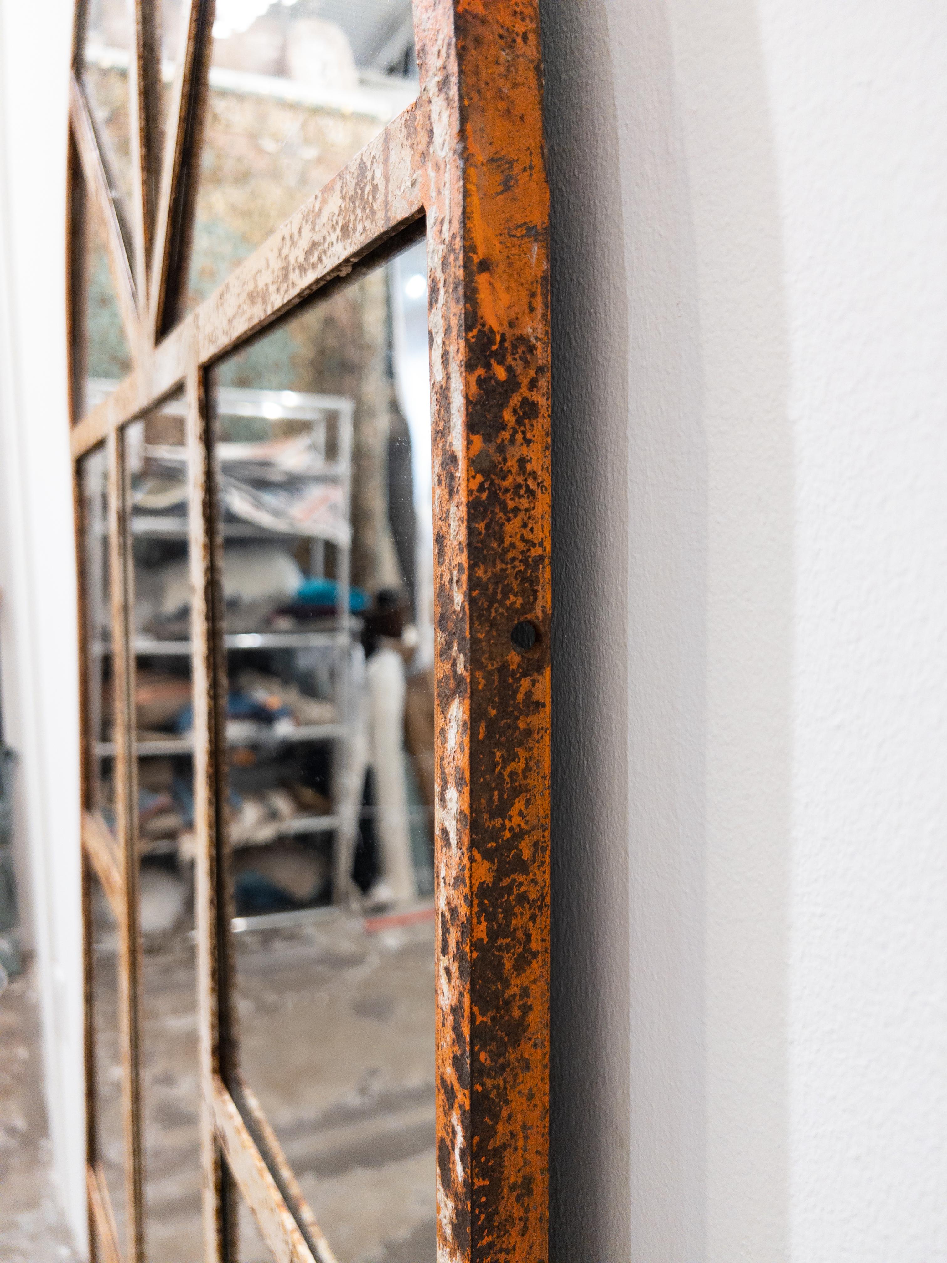 Italian Palladian Shaped Iron Framed Mirror For Sale 4
