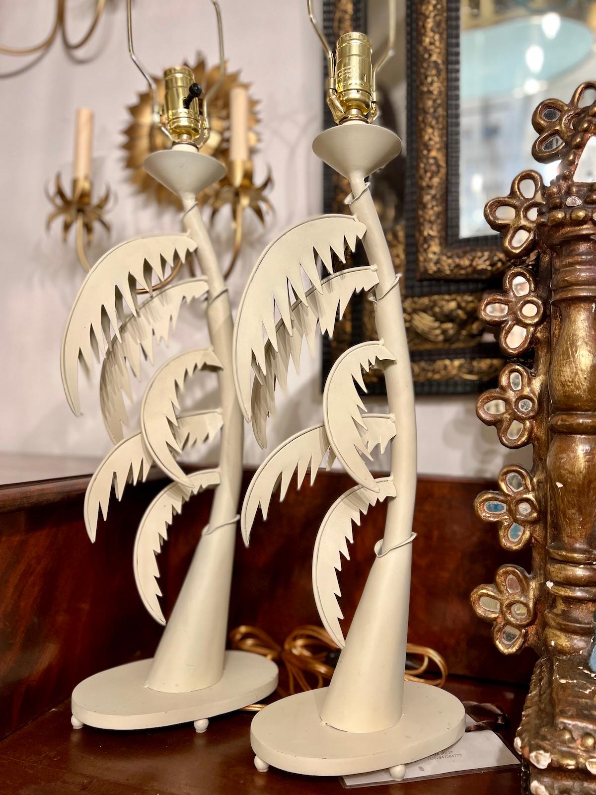 Metal Italian Palm Shaped Tole Lamps For Sale