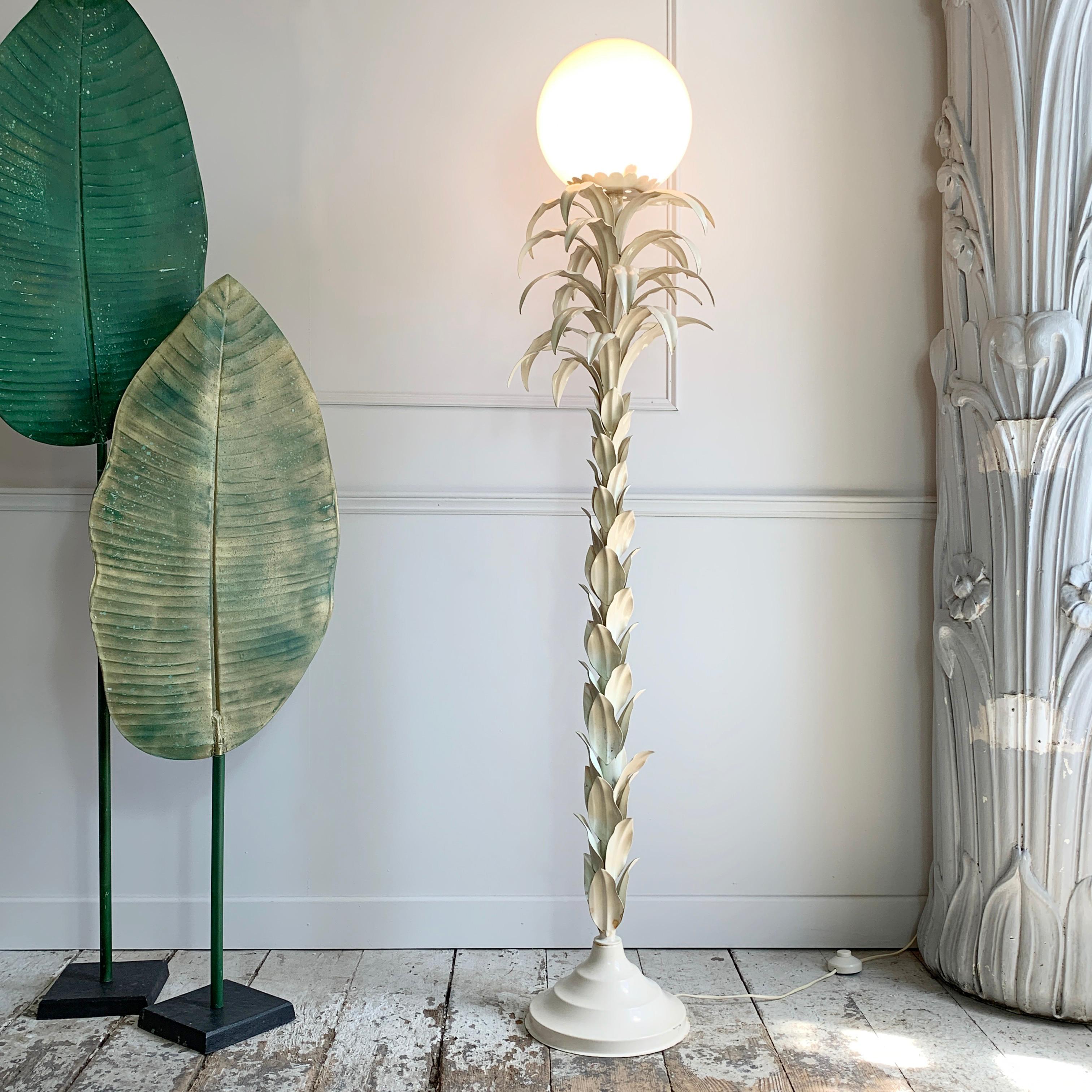 Hollywood Regency Italian White Palm Tree Floor Lamp in the Manner of Sergio Terzani