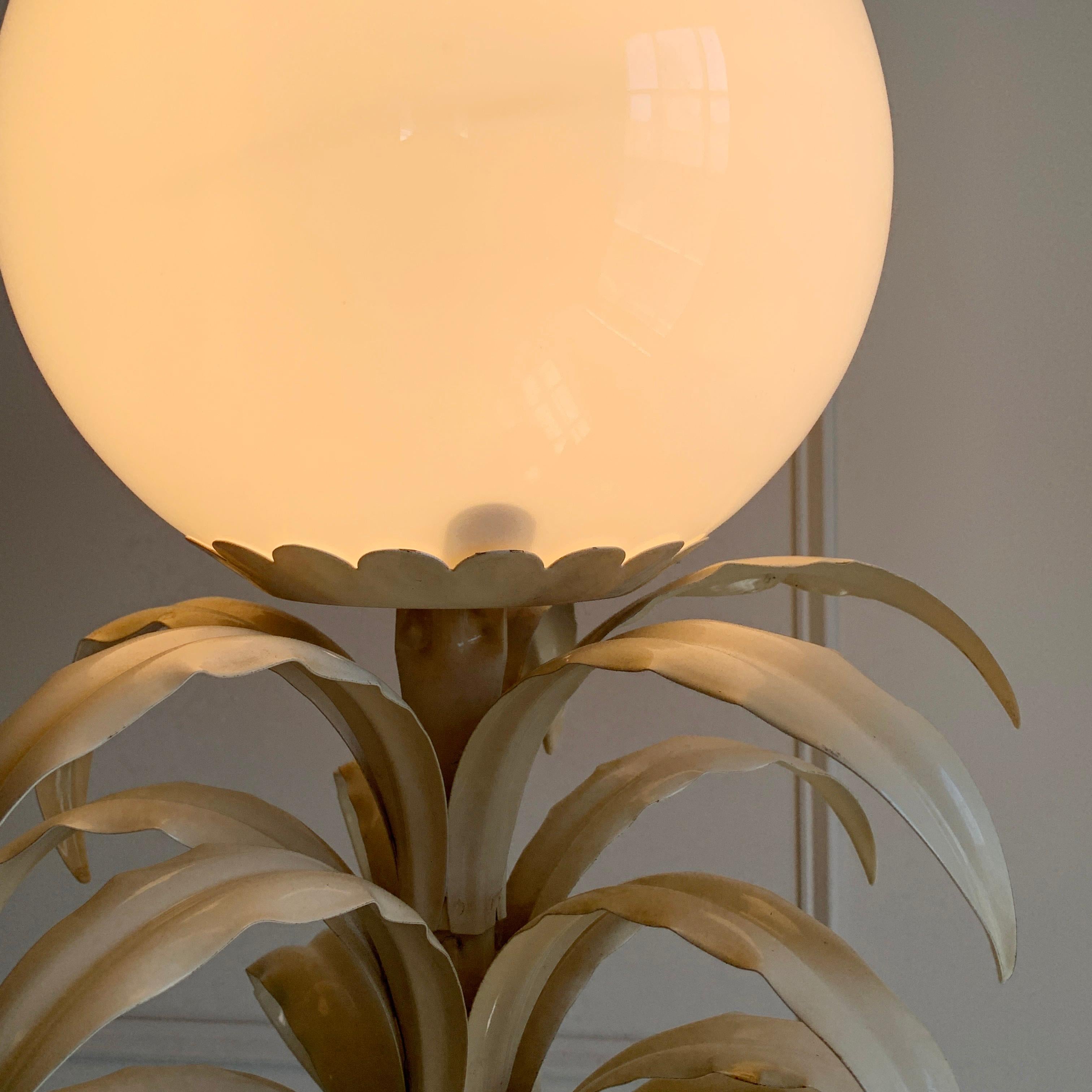 Painted Italian White Palm Tree Floor Lamp in the Manner of Sergio Terzani