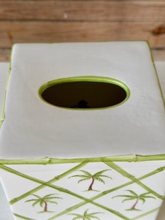Italian Palm Tree Lattice Ceramic Tissue Box Cover by Mane Lion