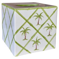 Italian Palm Tree Lattice Ceramic Tissue Box Cover by Mane Lion