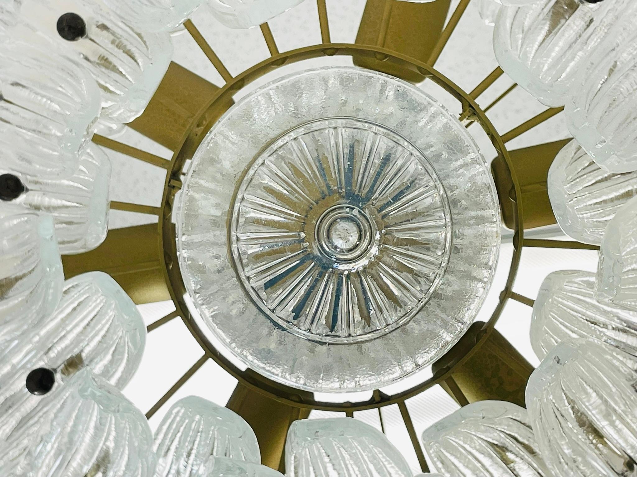 Lustre à palmettes italien avec feuilles en verre de Murano transparent, années 1990 en vente 7