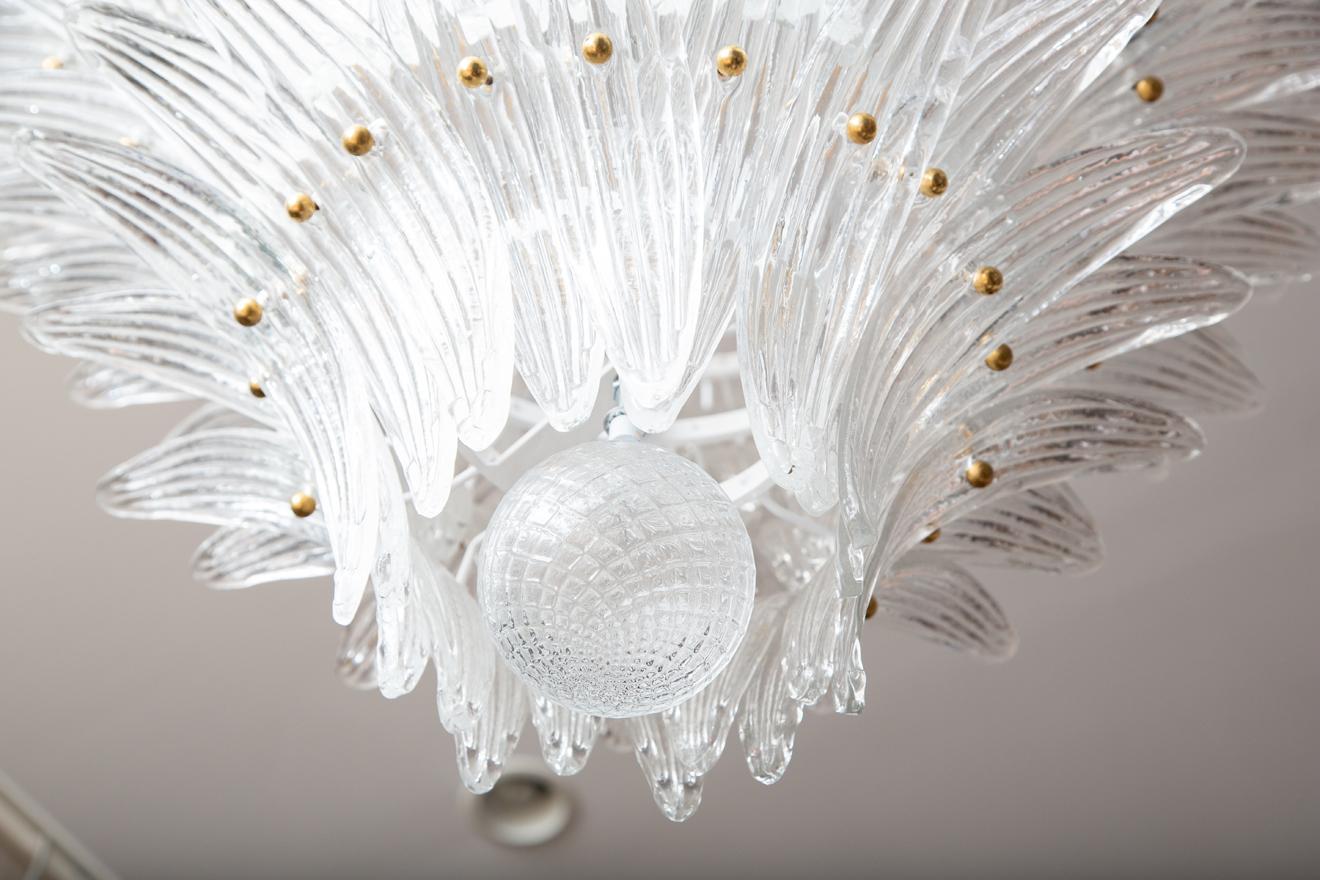 Contemporary Italian Palmette Tiered Chandelier Glass Leaves, in stock